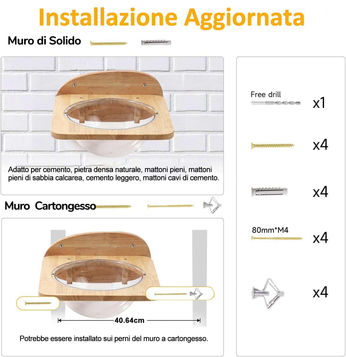 FUKUMARU Kit Parete per Gatti, Mensole da parete in Legno Massello, Cuccia a Capsula Trasparente, 2 Ripiani per Arrampicata, Spazio Multifunzionale per Scalare e Riposare. Portata 16KG.