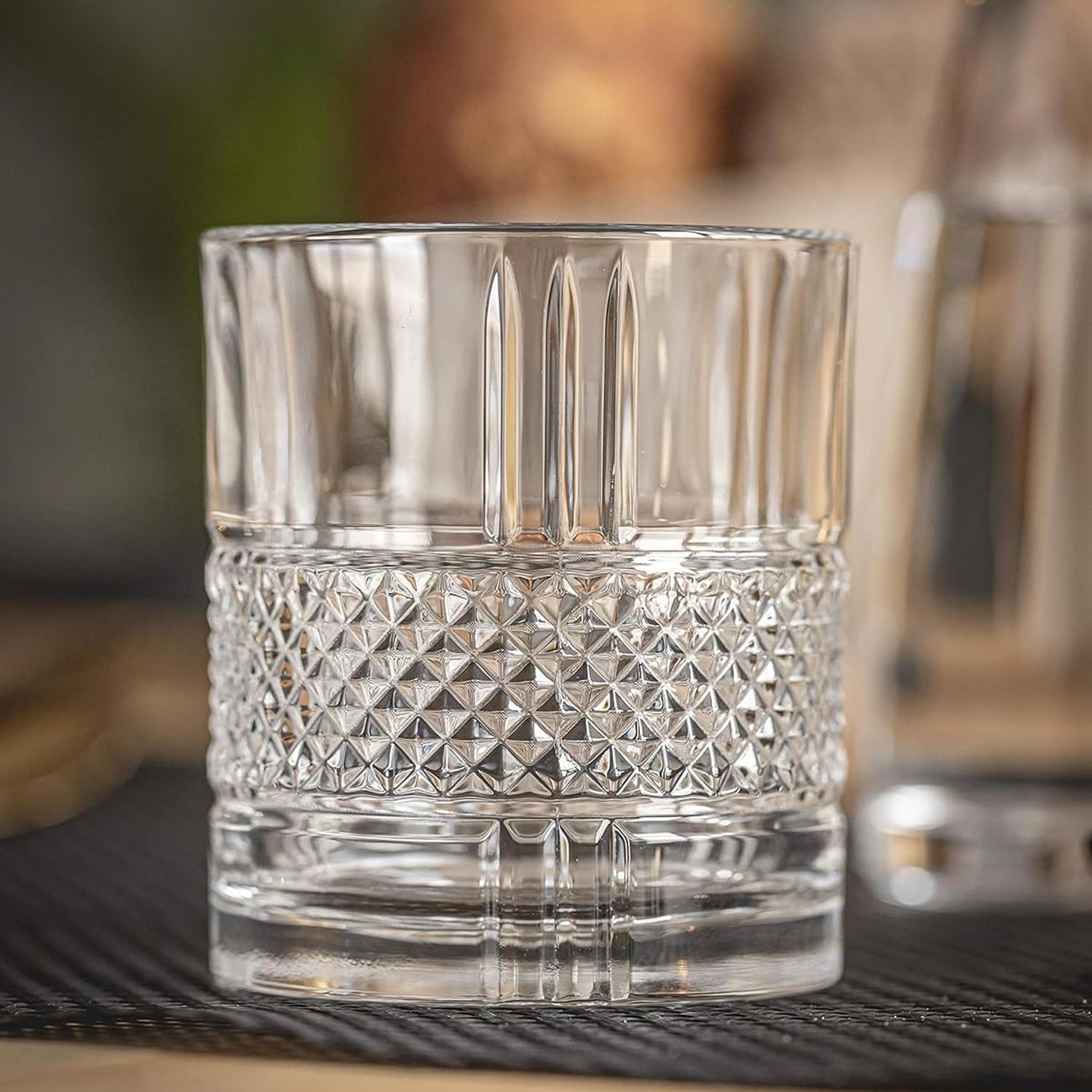 Lot de 7 bouteilles et verres pour whisky – Set de whisky avec bouteille et verres avec décoration en diamant, en verre, bouteille de 85 cl et verres de 34 cl