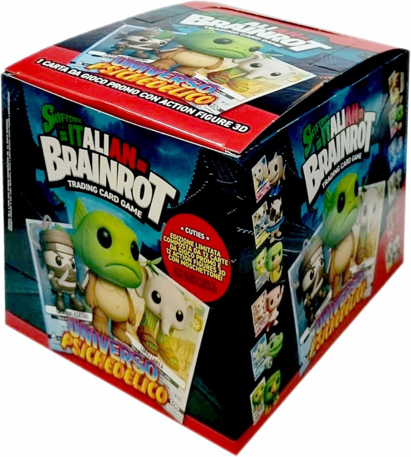 Generisch Skifidol Brainrot Sammelkarten-Spiel, Limited Edition Set mit 12 Karten, 12 3D-Figuren mit Karabiner, Psychedelisches Design, Sammelspiel