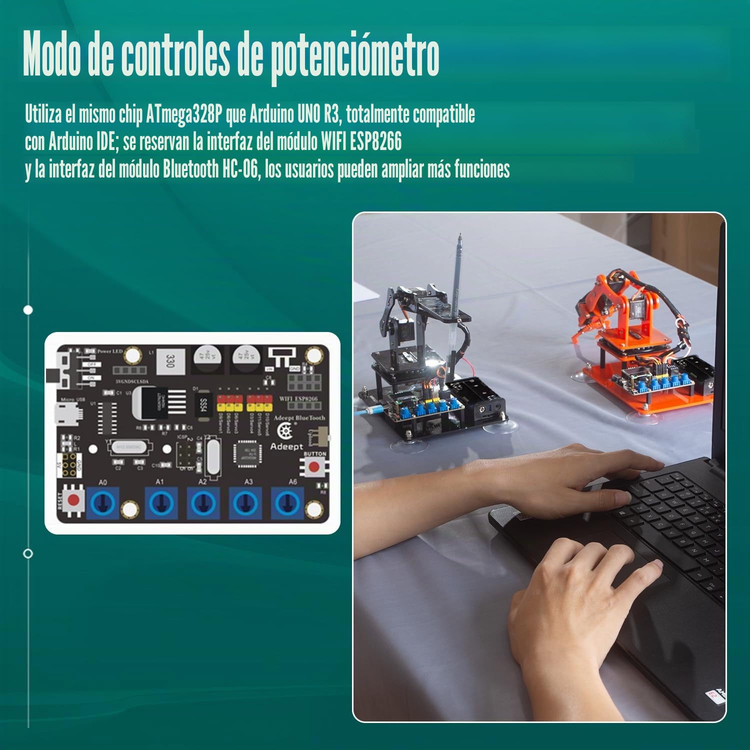 Adeept Kit de Brazo de Robot 5-DOF programable Stem Educativo 5 Ejes Robot Brazo con Pantalla OLED DIY Robot Modelo Buliding Kit Compatible con Arduino IDE (Madera)