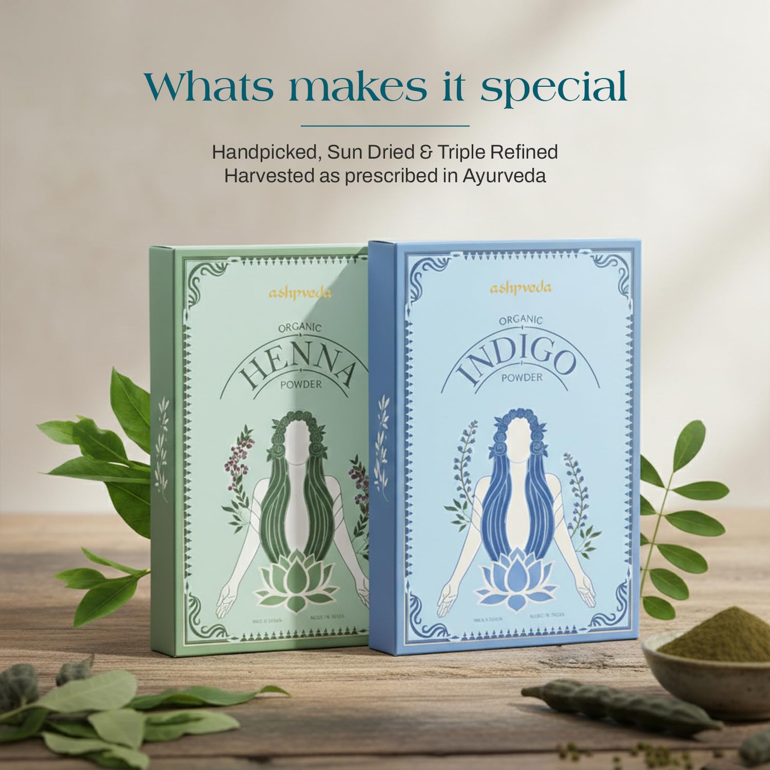 Organic Hair Color Henna & Indigo Powder Combo | 100% Organic Plant-Based, Sun Dried, Triple Refined | Natural Grey Hair Coverage | Premium Hair Color for Women and Men (100gm +100gm)