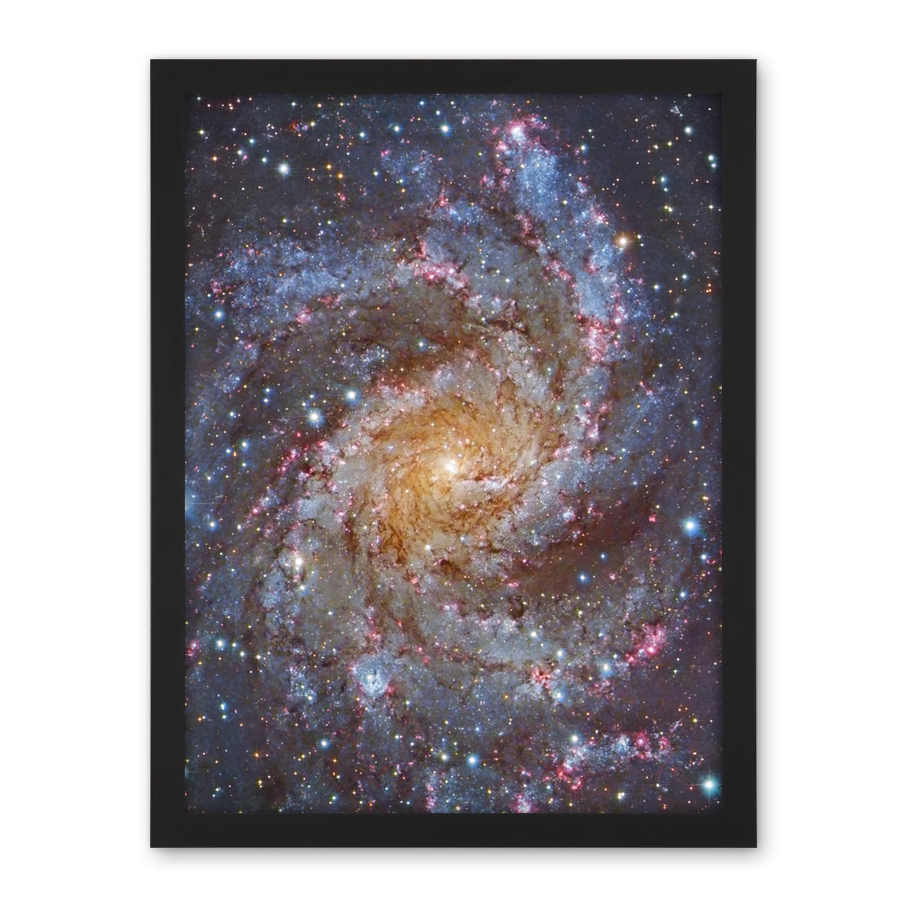 Artery8 Hubble Space Telescope Image NGC 6946 Supernova Fireworks Galaxy Subaru And Red Eclipse Star Cluster Hodge's Complex Artwork Framed Wall Art Print 18X24 Inch