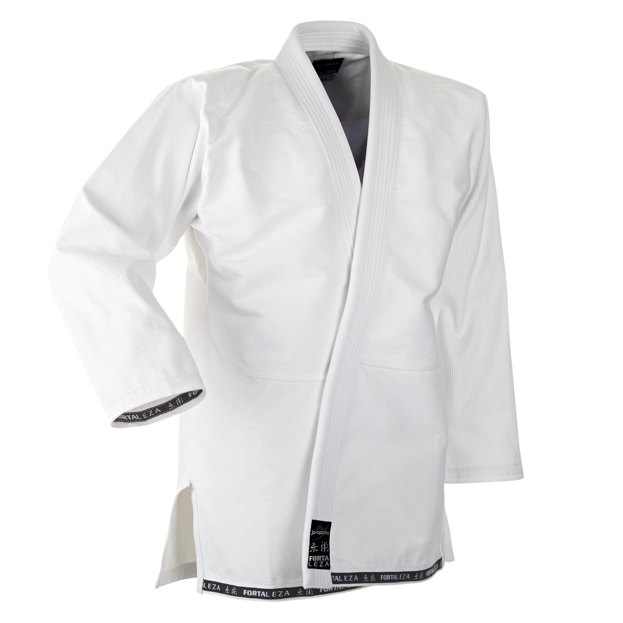 Ju-Sports BJJ Jacke Fortaleza pro Weiß I Jujutsu Anzug Jacke für Erwachsene I Kampfanzug Jacke mit extra verstärkten oft beanspruchten Stellen I Aus einem Stück geschneidert I 100% Baumwolle