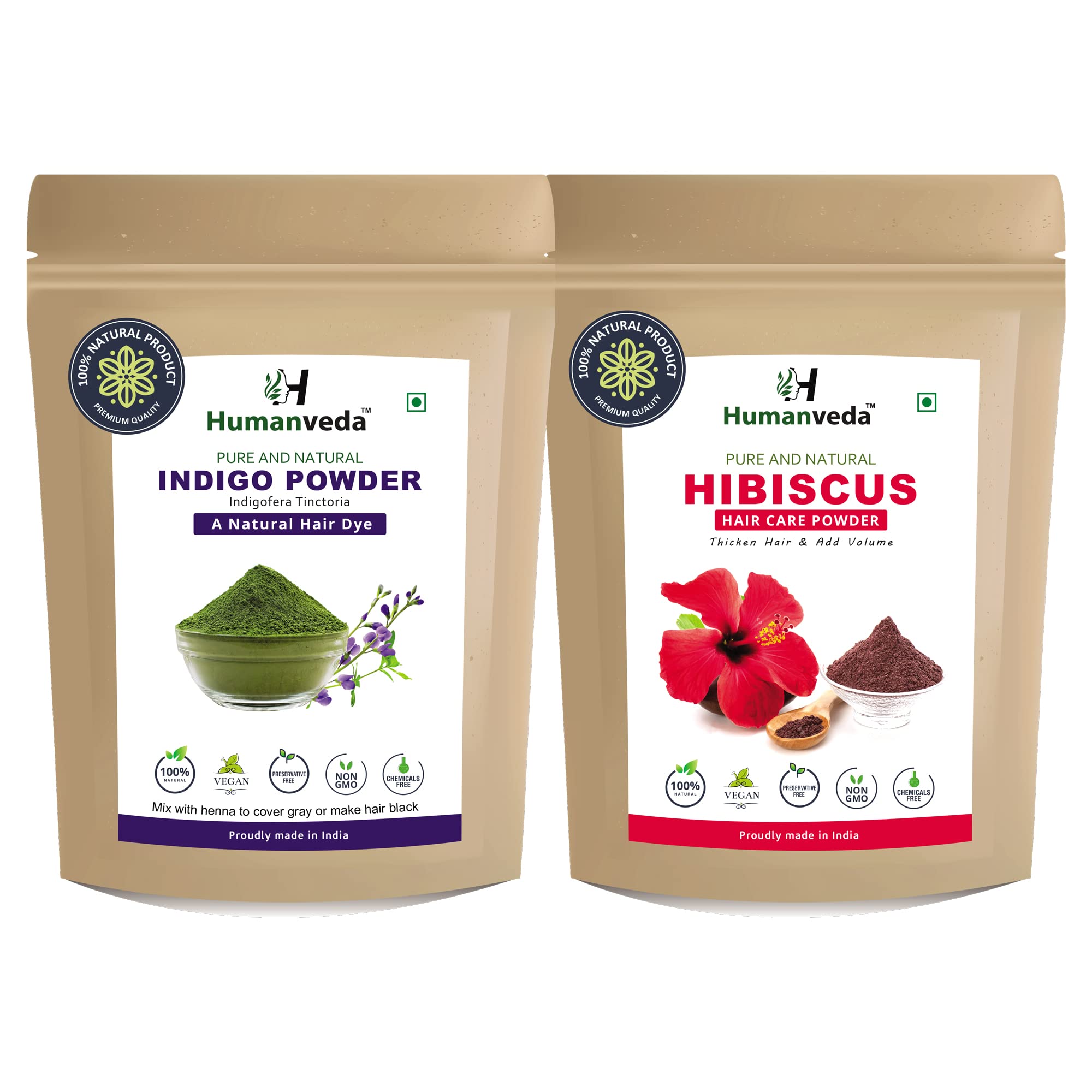 Natural Hibiscus Powder and Indigo Powder | Each 100gm Pack of 2 | for Hair care & Skin Treatment - Hair Color & Hibiscus Tea Combo Pack-image-36