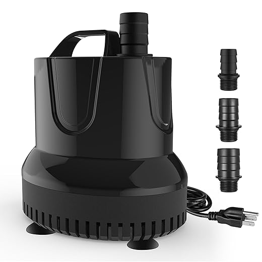 Simple Deluxe 660GPH Submersible Water Fountain Pump, (2500L/H, 45W) Quick Water Change Aquarium Pump, 8.2ft High Lift, for Fish Tank, Pond, Hydroponics, Black