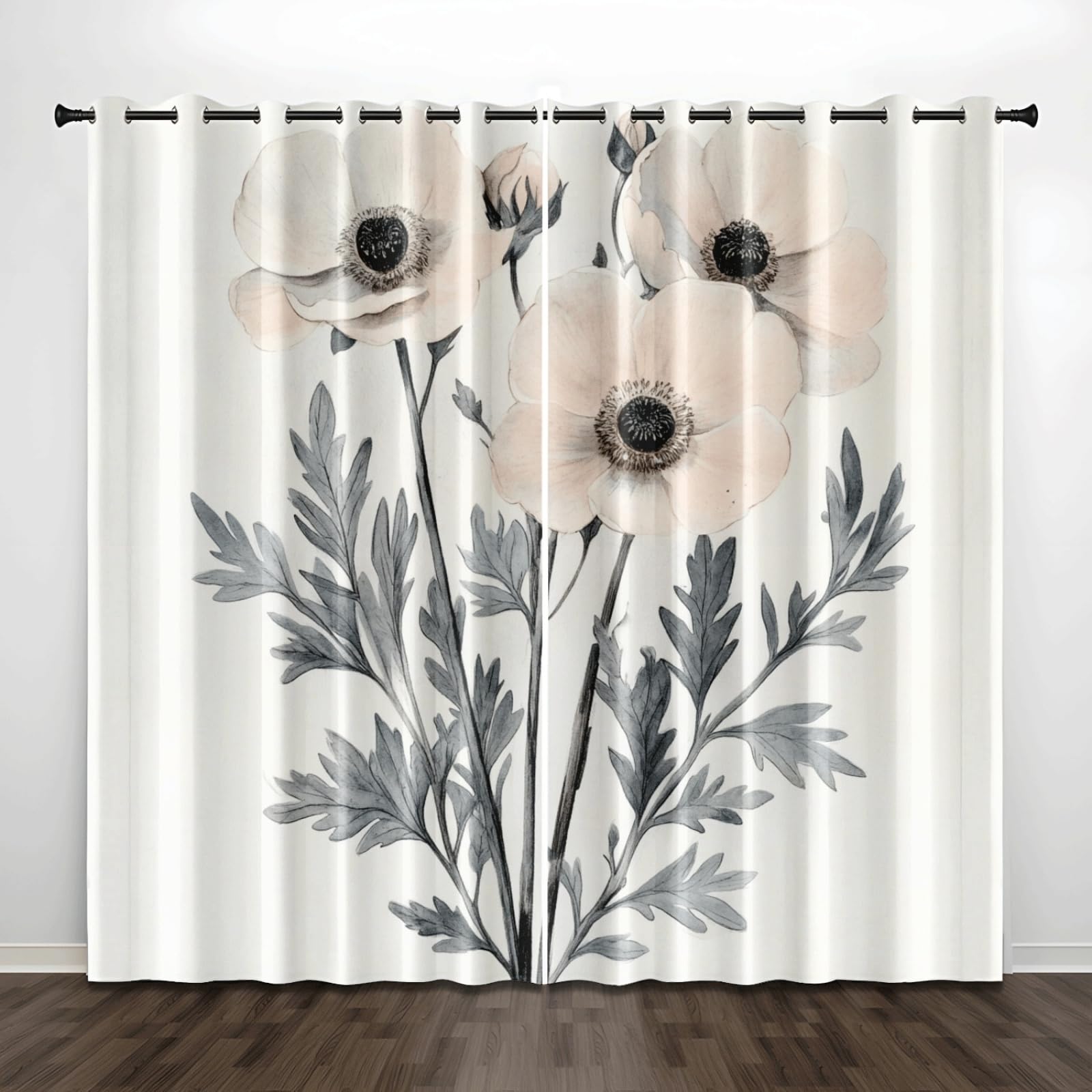 Curtain Elfenbeinweiß Grau Gardinen Blackout Curtain Polyester Vorhang mit Ösen Waschbar Vorhänge Living Room Verdunklungsvorhänge Schlafzimmer Gardienen Vorhang Blickdicht 2x100x240cm