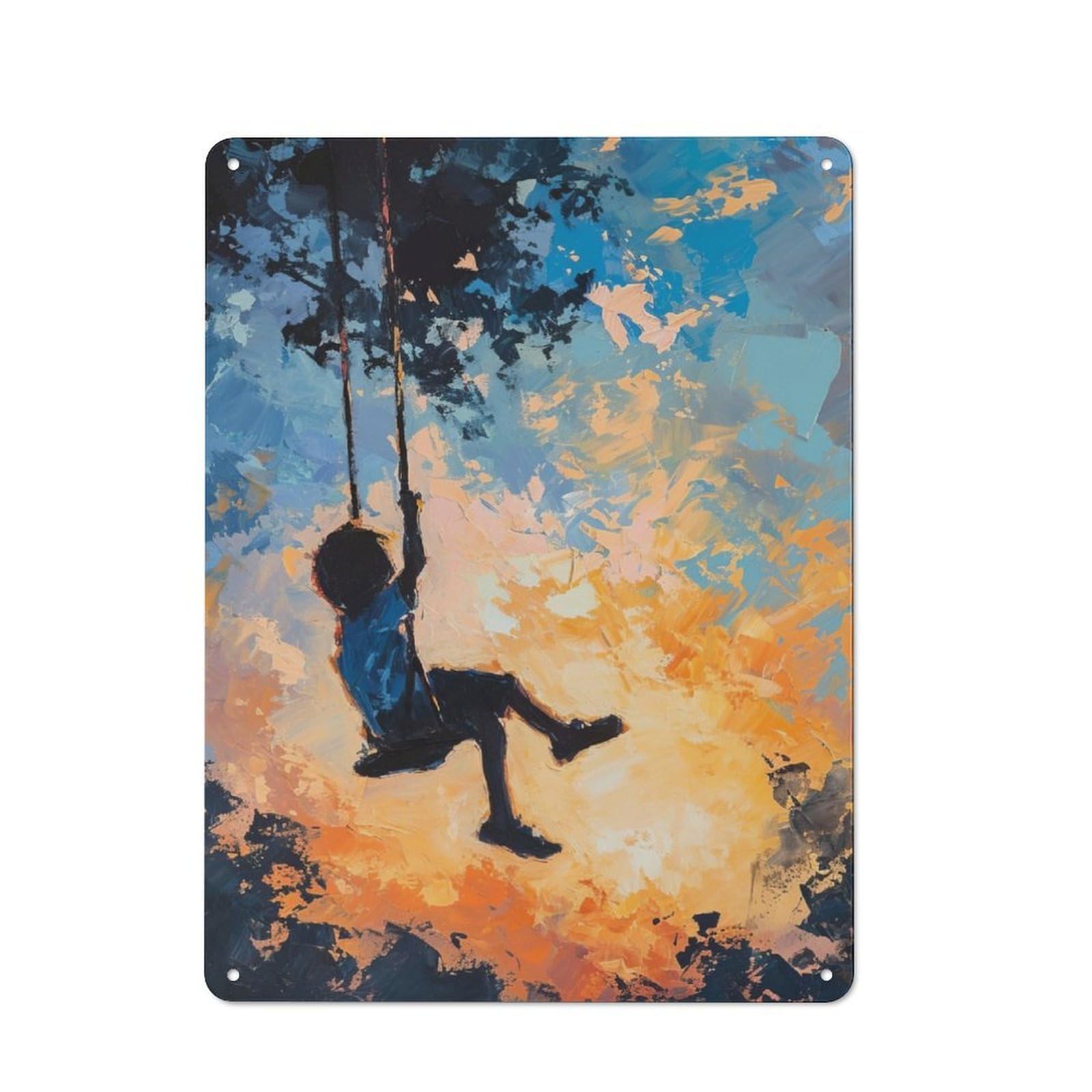 Junmoney Sunset Swing Vintage Printed Metal Sign 40X30cm For Workshop Wall, A Decorative Gift For A Newly Furnished Workshop