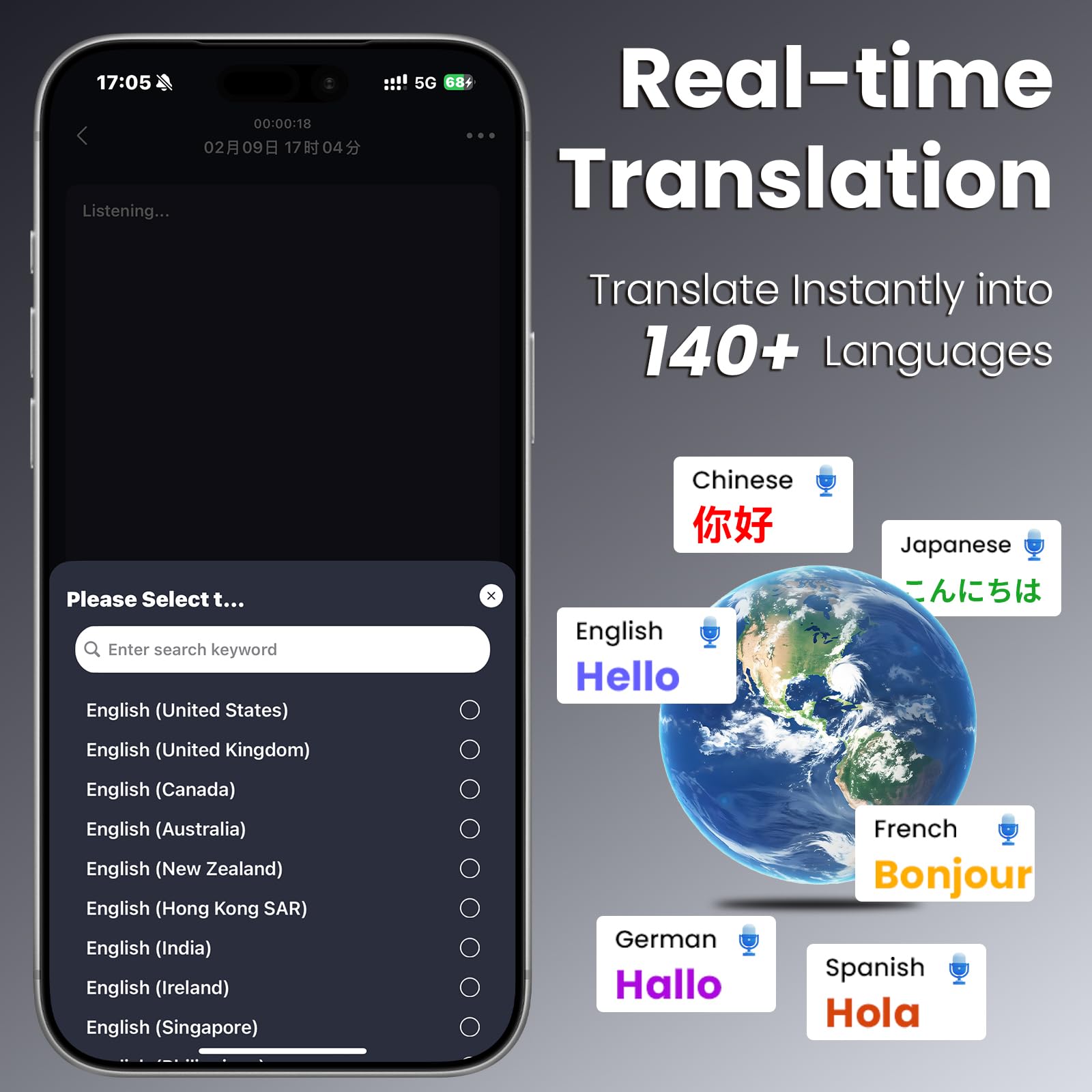 NEWYES Enregistreur Vocal IA 64GB Dictaphone Audio Numérique Magnétophone Mini Stylo avec Transcription Résumé Réduction de Bruit