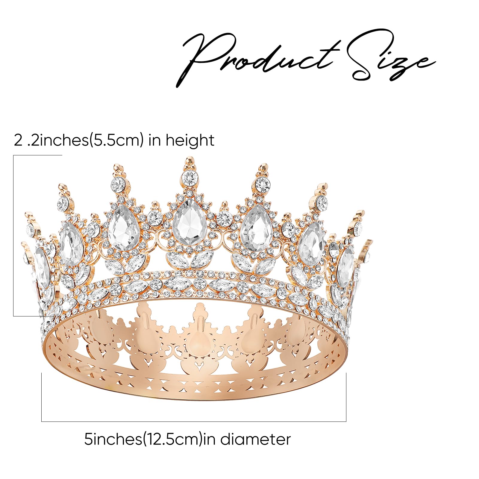 DRESHOW Tiara Redonda Corona Redonda Completa Reina de Cristal Tiaras Barrocas Diamantes de Imitación Brillantes para Niñas y Mujeres Boda Fiesta de Cumpleaños