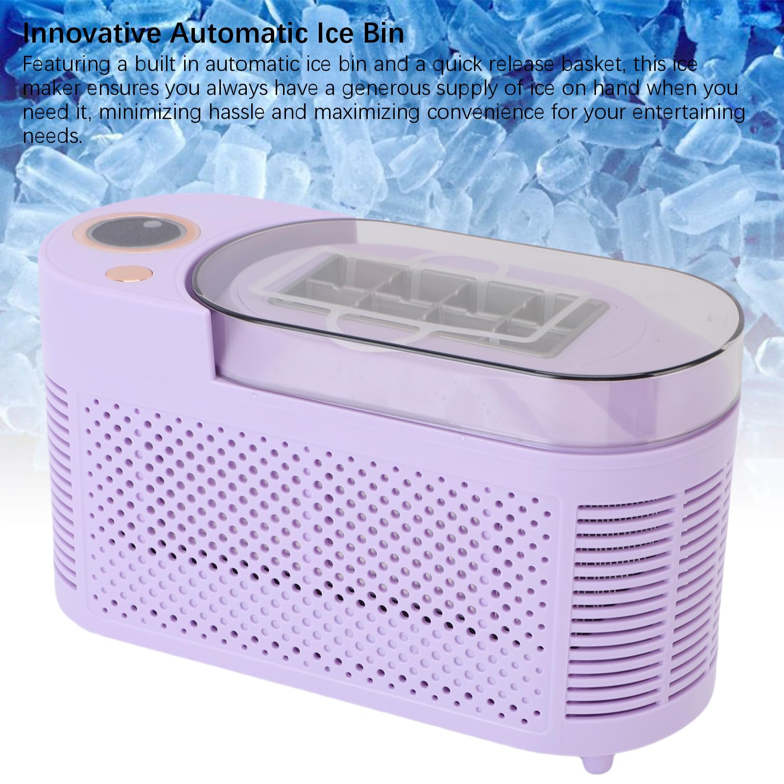Countertop Ice Maker, Portable Ice Machine, High Efficiency Built In Cube, 8 Ice Cubes In 10 Mins, Portable Compact Ice Making Machine For Home, Kitchen, Office, Bar (Us Plug) on Fridge.com - View 5