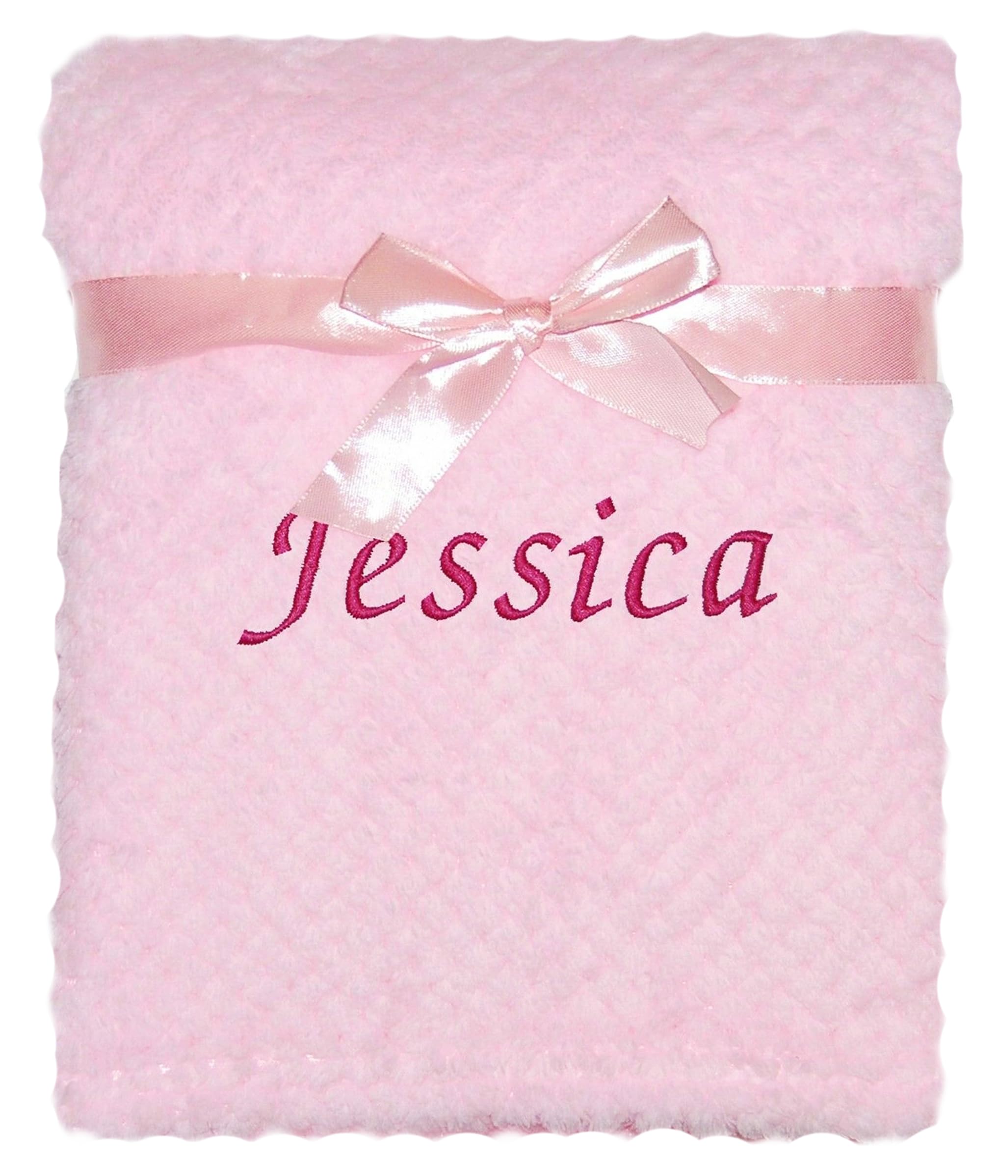 Baby Boy Girl Personalised Blanket Embroidered Name Waffle (Pink)