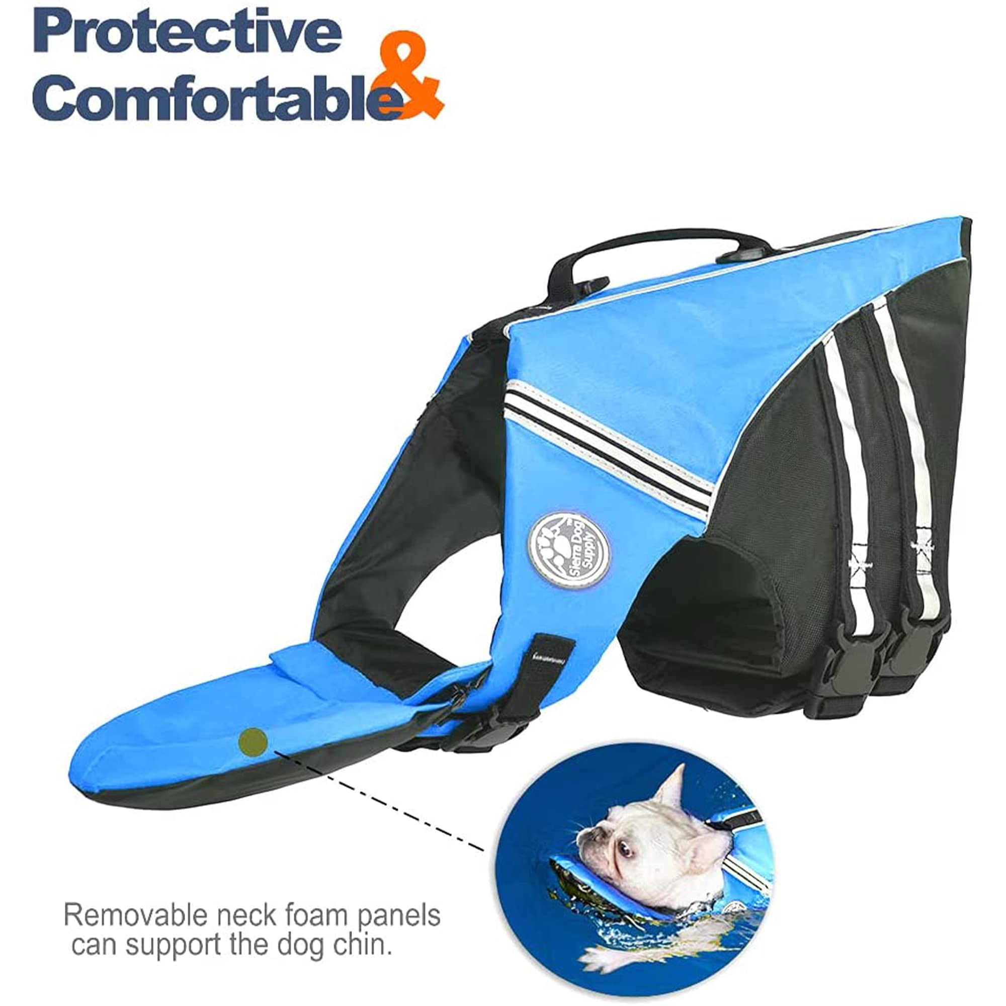 Bouledogue français Gilet de Sauvetage pour Chien avec poignée et réfléchissant pour Natation, Piscine, Plage, Bateau