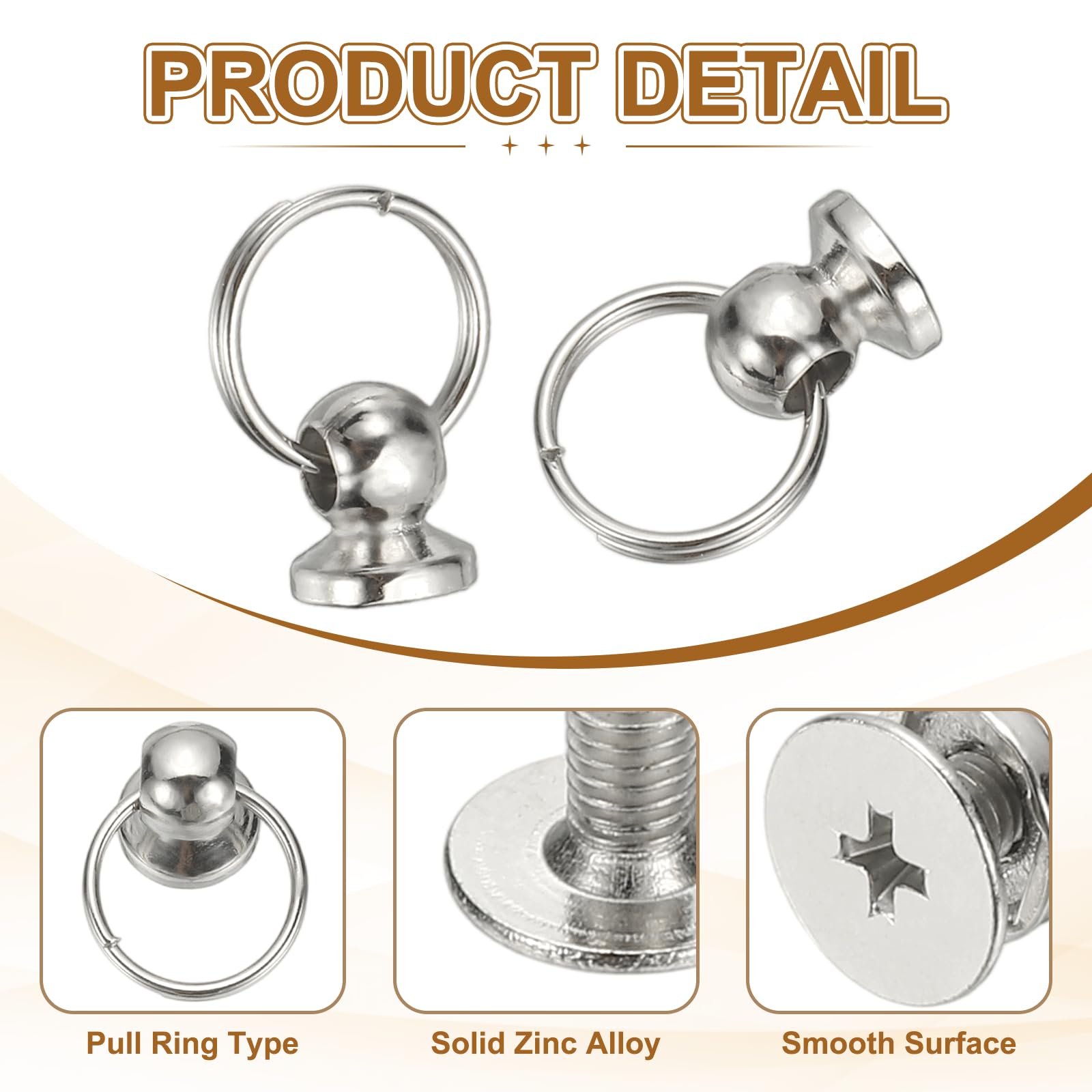 PATIKIL 60 Pcs 0.28"x0.22" Screwback Round Head Rivet with Single Ring - Image 3
