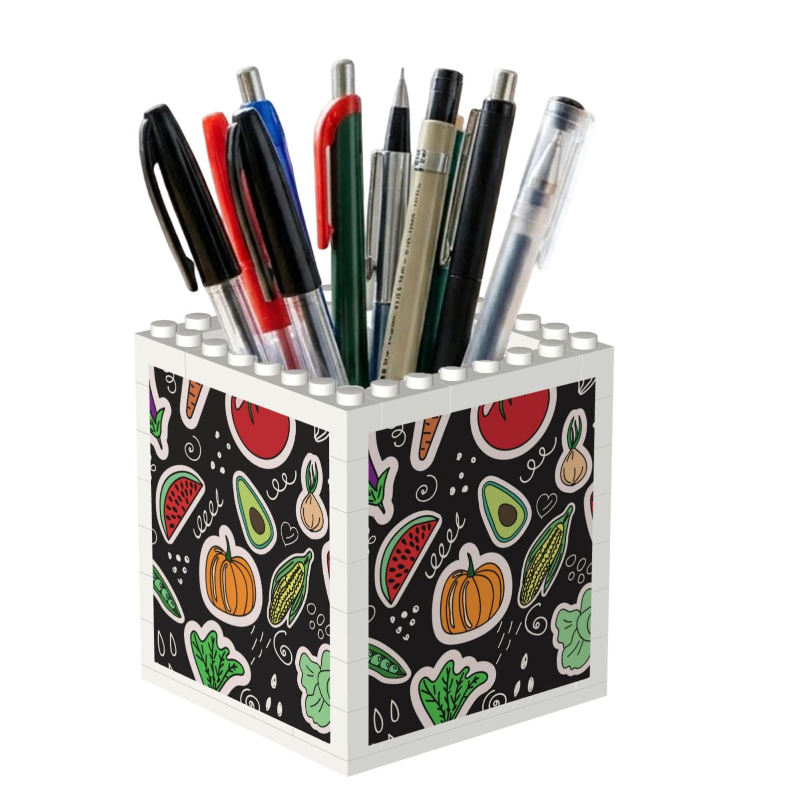 Poadnly Cartoon Vegetables Fruits, Pen Pot Pencil Holder for Office Home School, Compact Desk Organiser for Office Stationery