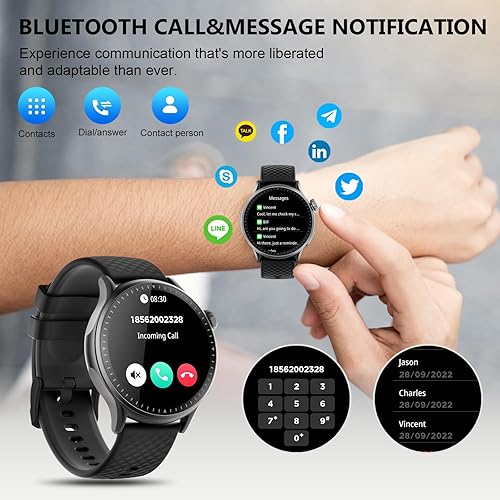 Miniatura 3 de Reloj inteligente para hombres y mujeres, pantalla táctil HD, rastreador de actividad física con llamadas Bluetooth, reloj de fitness con