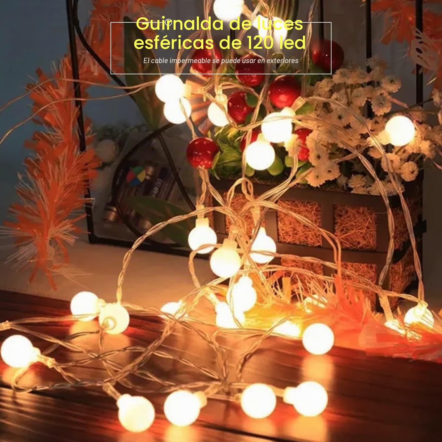 Liyade Guirnalda Luces, 15M 120LED de Cadena de Luces Para Exterior/Interior con Enchufe, 8 Modos Luces Navidad ideal Para de Decoración, Habitación Infantil, Balcones, Jardín, casas, bodas, Navidad