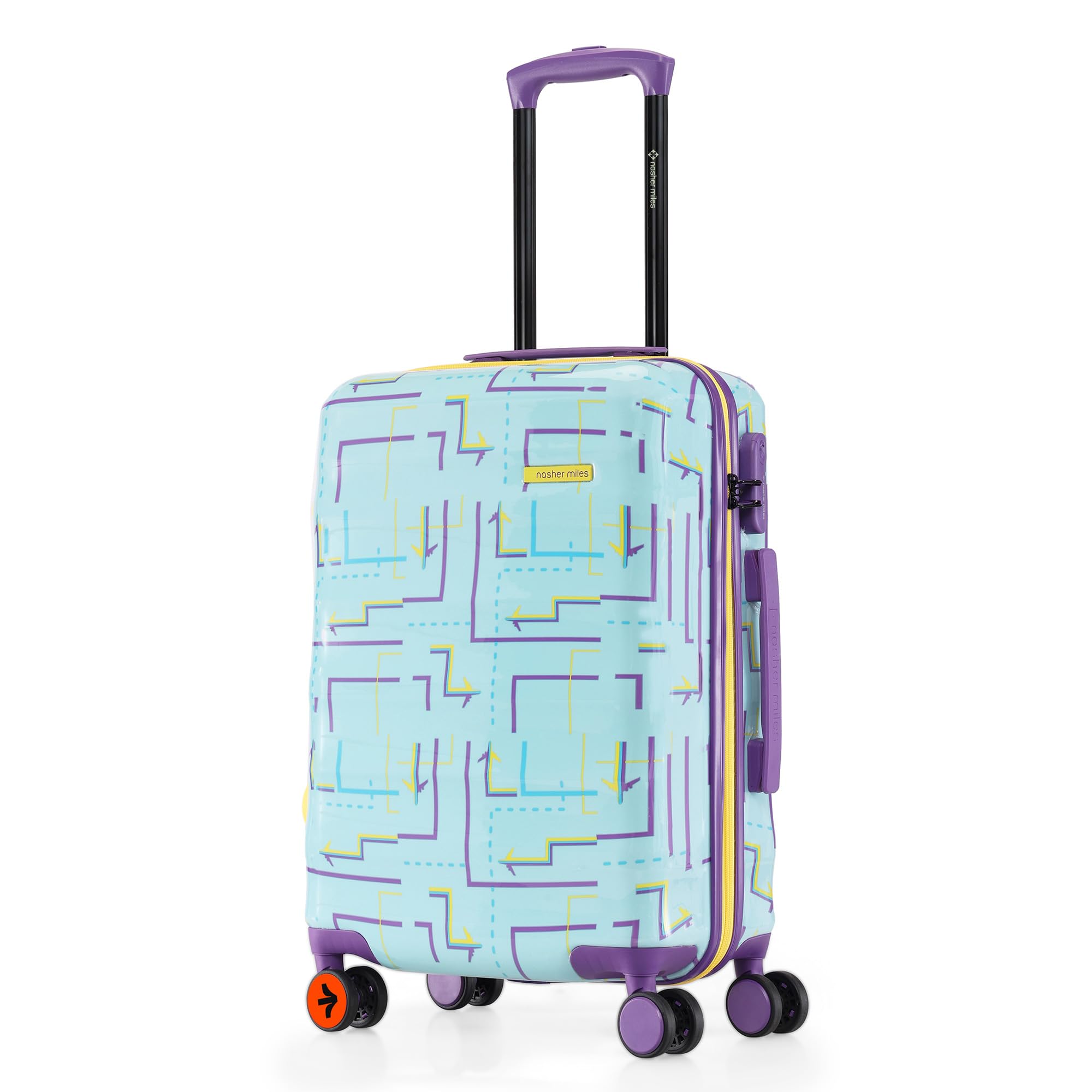 Denver Hard-Sided Polycarbonate Cabin Luggage 20 inch | 55cm | 8 Wheels Small Trolley Bag for Travel | Suitcase (Light Blue)
