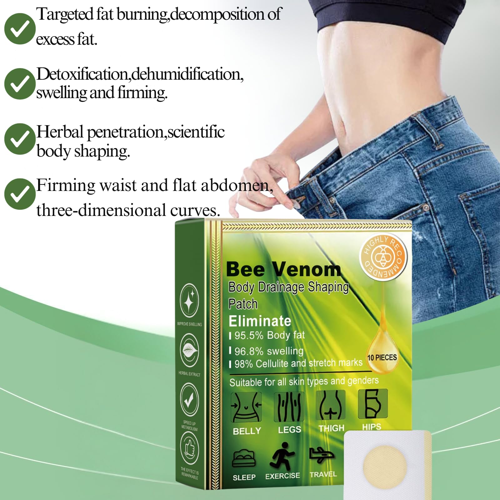 40pcs Bee Venom Patches,Lymphatic Drainage Patches,Fat Burning Patches for Belly&Waist&Legs,Skin Firming &Body Shaping Patch,Anti-Cellulite,Natural Fat Reduction,Bee Venom detox patches - Image 2