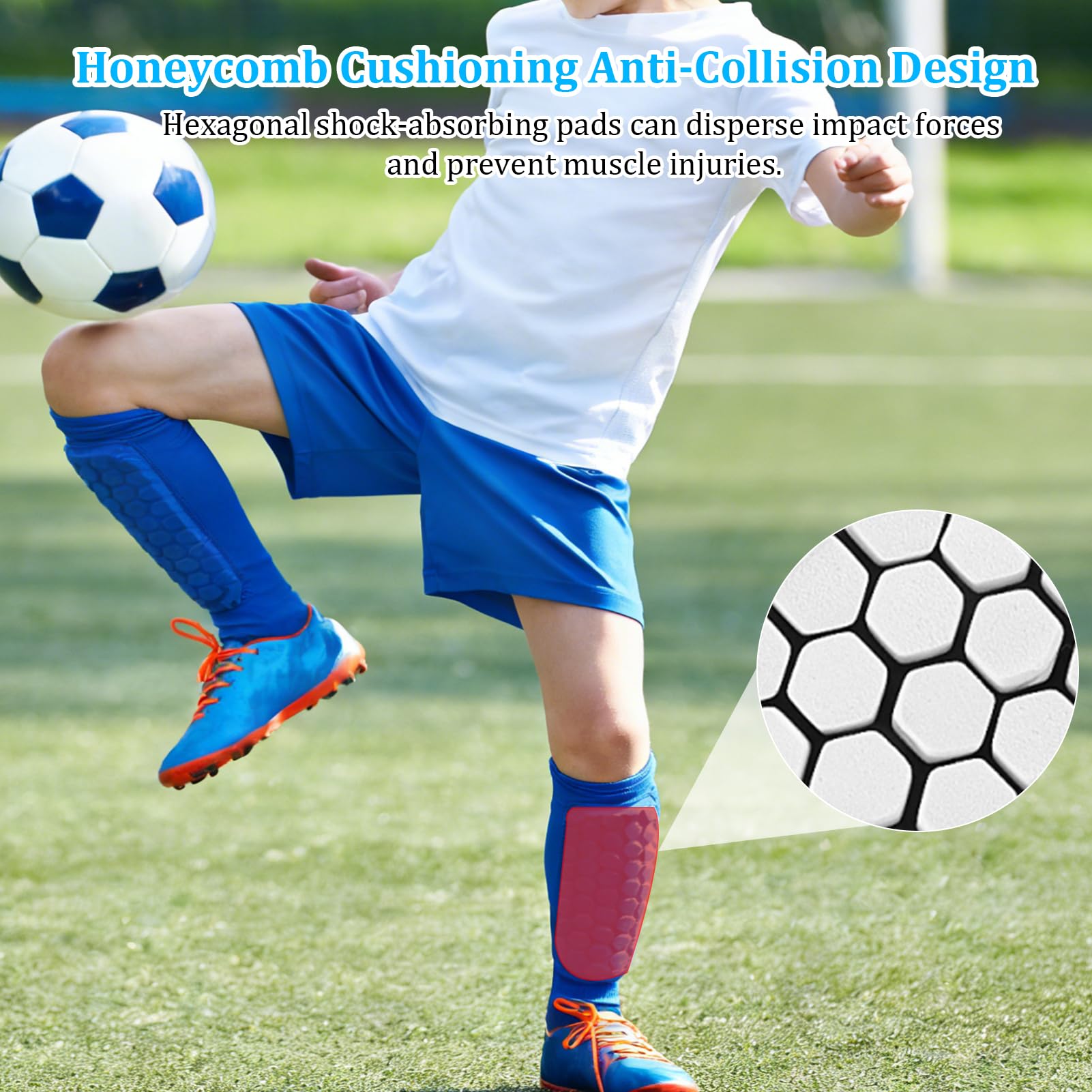 Espinilleras para niños con almohadillas de panal para fútbol, baloncesto, esquí, antigolpes, para niños y niñas — view 5