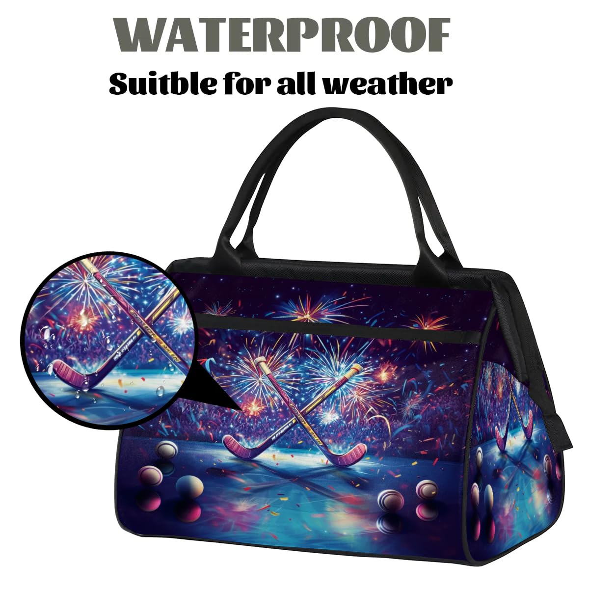 Sac de sport de hockey pour femmes, hommes, enfants, garçons et filles, sac de week-end, sac fourre-tout de 24 L, sac fourre-tout pour sport, gym, yoga, couleur, Big, Organiseur de sac