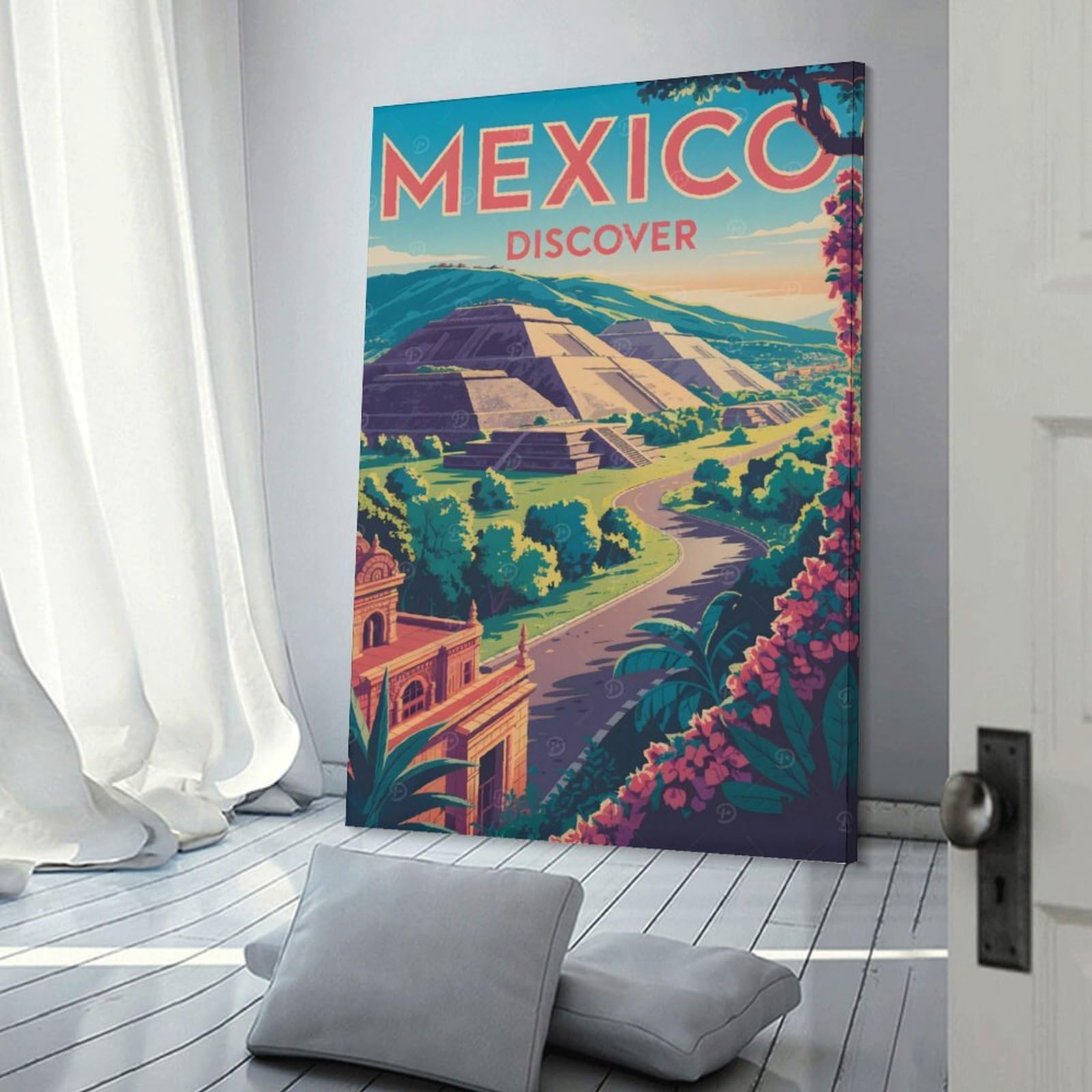 Junmoney Mexico Travel (4) Canvas Wall Art, 20x30inch(50x75cm), for Entrance Walls, Hall Decor Or Foyers, Wall Decor to Refresh Empty Corners
