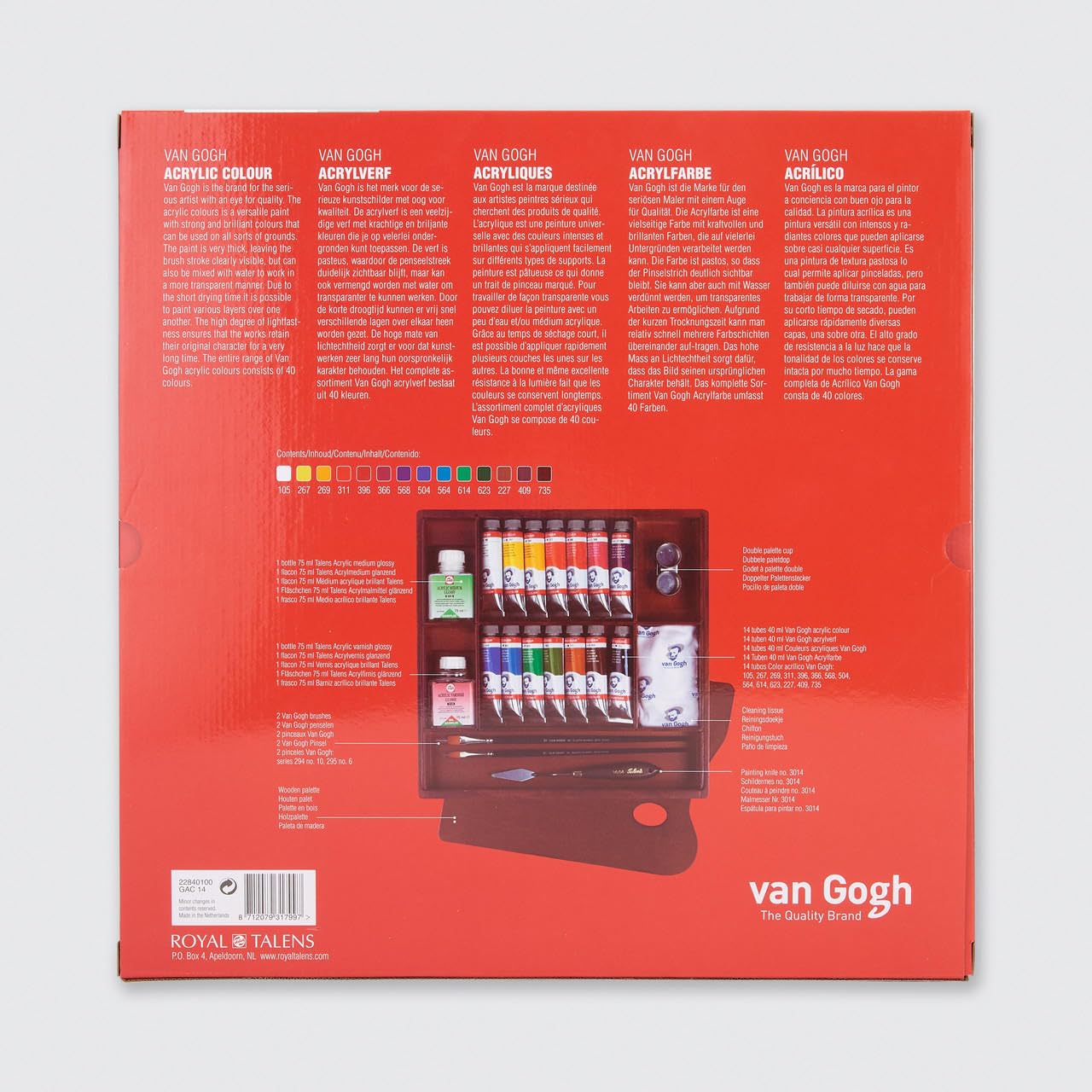 Talentos Colores acrílicos VAN GOGH caja de madera con 14 tubos 40 ml y accesorios