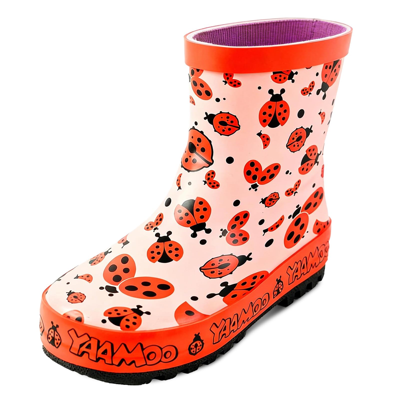 Bottes caoutchouc enfant, bottes de pluie enfant, bottes enfant fille, entièrement étanches, semelle antidérapante, couleur rose, pointure 25 à 31