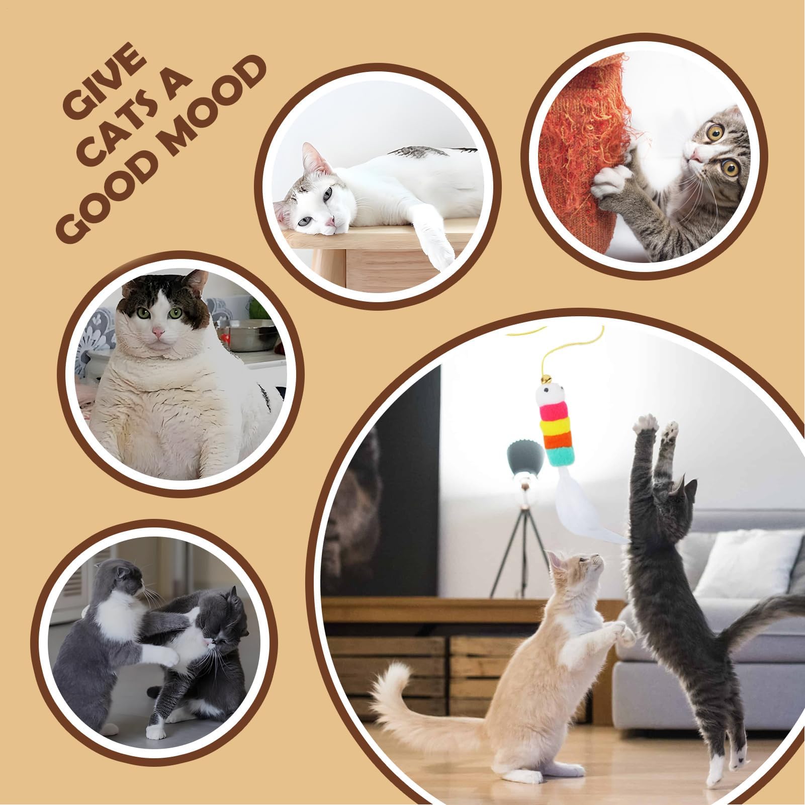 Juguetes para Gatos， Juguete Colgante de enriquecimiento Gatitos, for Ejercicio, Alivio del aburrimiento, Caza, simulación, Entrenamiento(Pink)