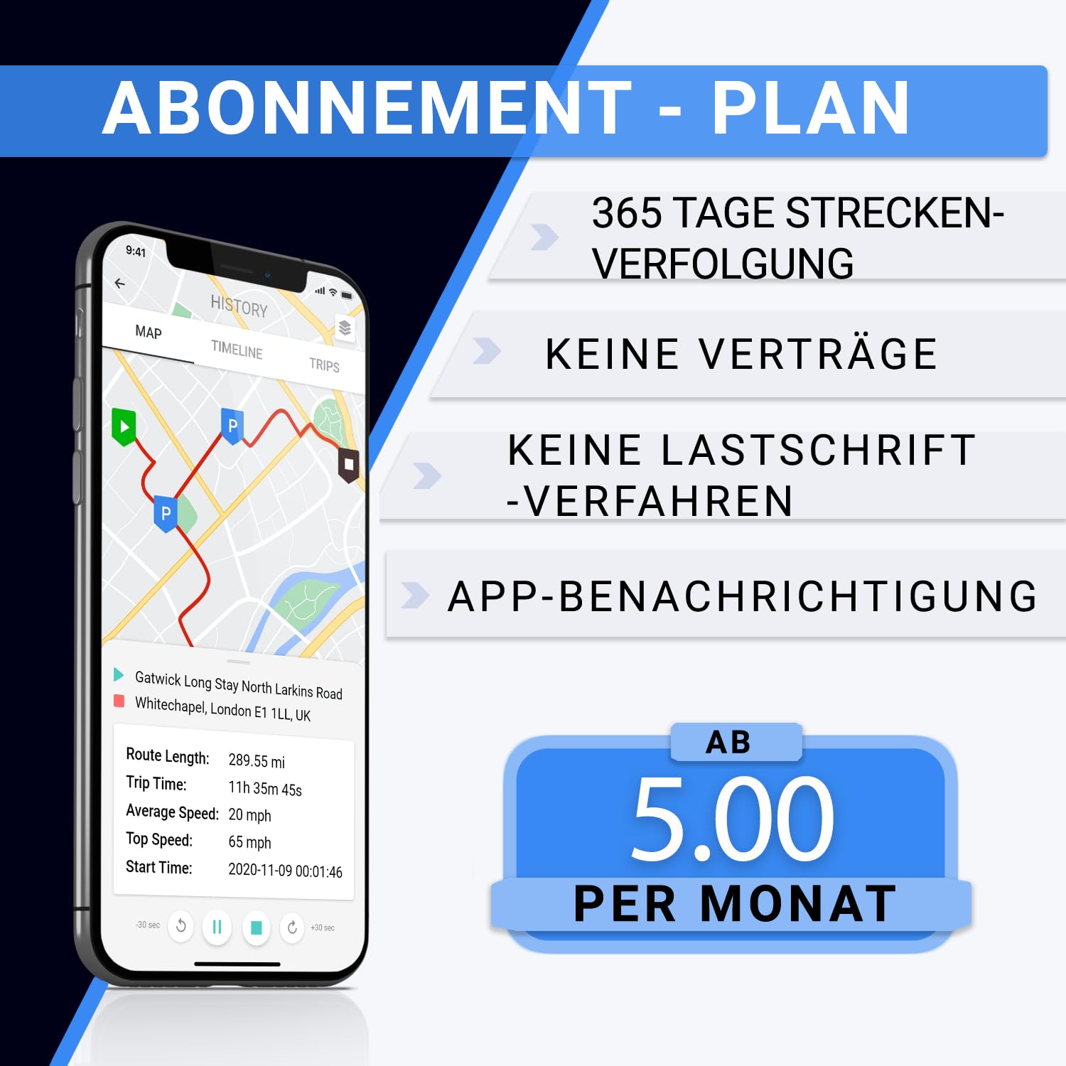 GPSLive 104 Pro,Tracker GPS magnétique,Pour voiture, camping-car, voiture,Installation facile,Suivi en direct avec application,Pas de SIM nécessaire,Transmetteur GPS de voiture GPS,Tracker GPS