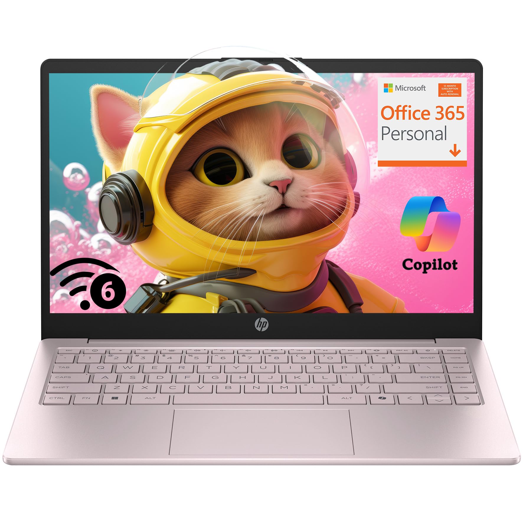 HP Laptop for Everyday Use • 2026 Edition • 16GB RAM • 512GB SSD • Copilot AI • 1 Year Microsoft 365 • Intel 4-Core CPU • WiFi 6 • Windows 11 • Long Battery Life