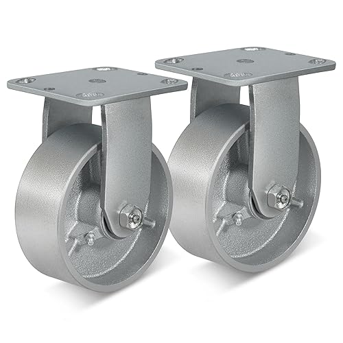 Miniatura 8 de Ruedas giratorias de 4 x 2 pulgadas, ruedas industriales resistentes, ruedas de freno con rodamiento de rodillos, ruedas de hierro fundido