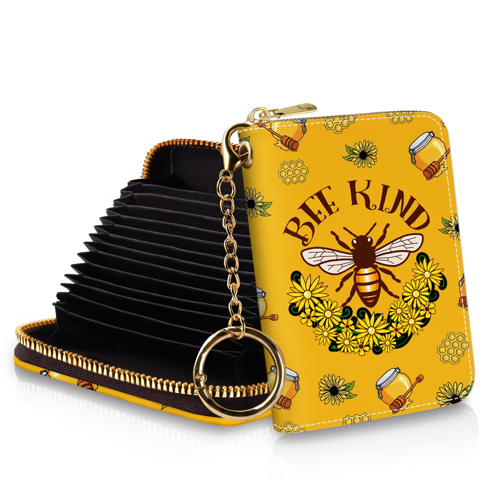 Credit Card Holder RFID Wallet Small Card Holder Wallet For Women With  Keychain Zipper Funny Leather Print Credit Card Wallets Accordion Christmas 