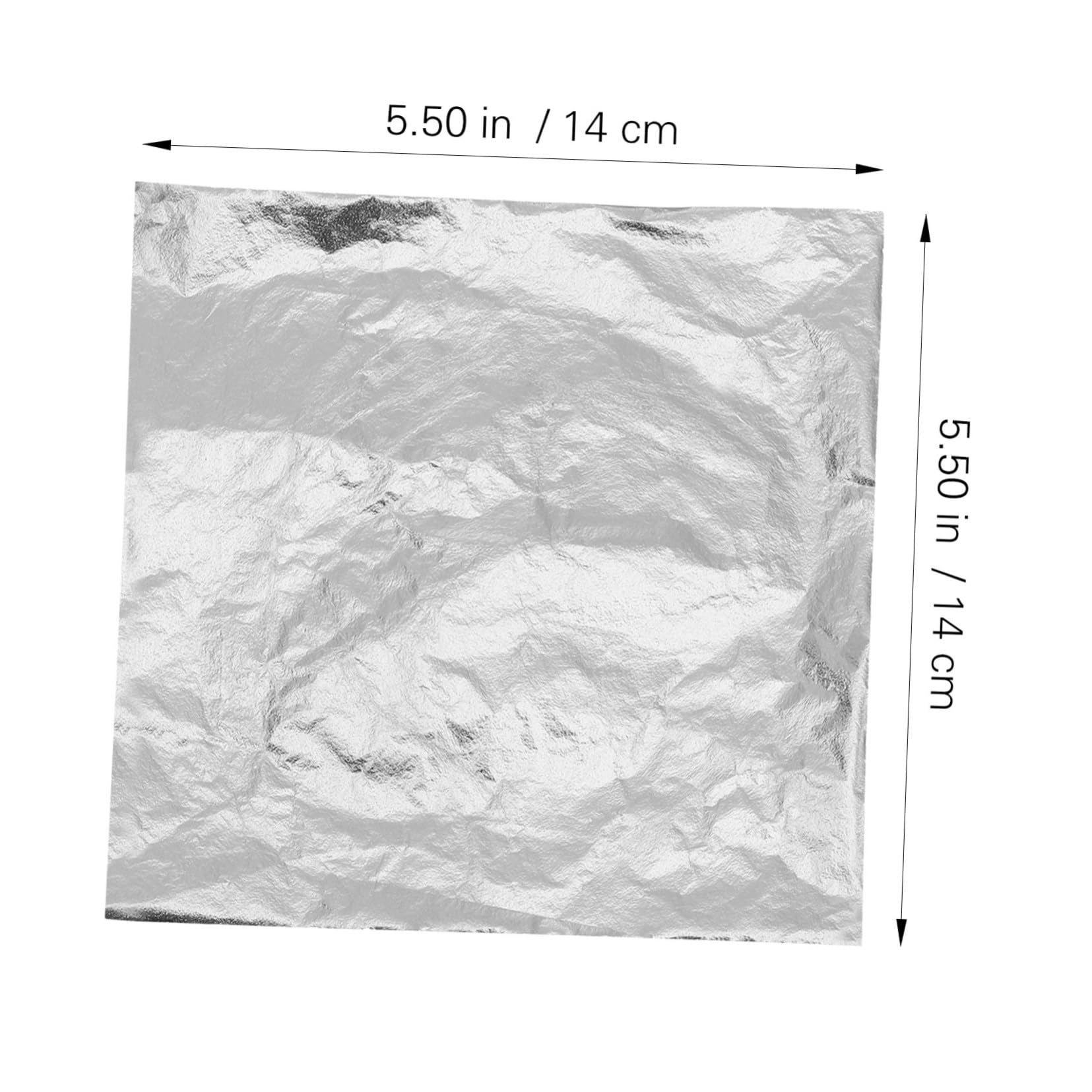 LALAFINA 100pcs Silver Foil Sheets Metal Craft Foil Gold Imitation Leaf for DIY Art Decorations 14x14cm