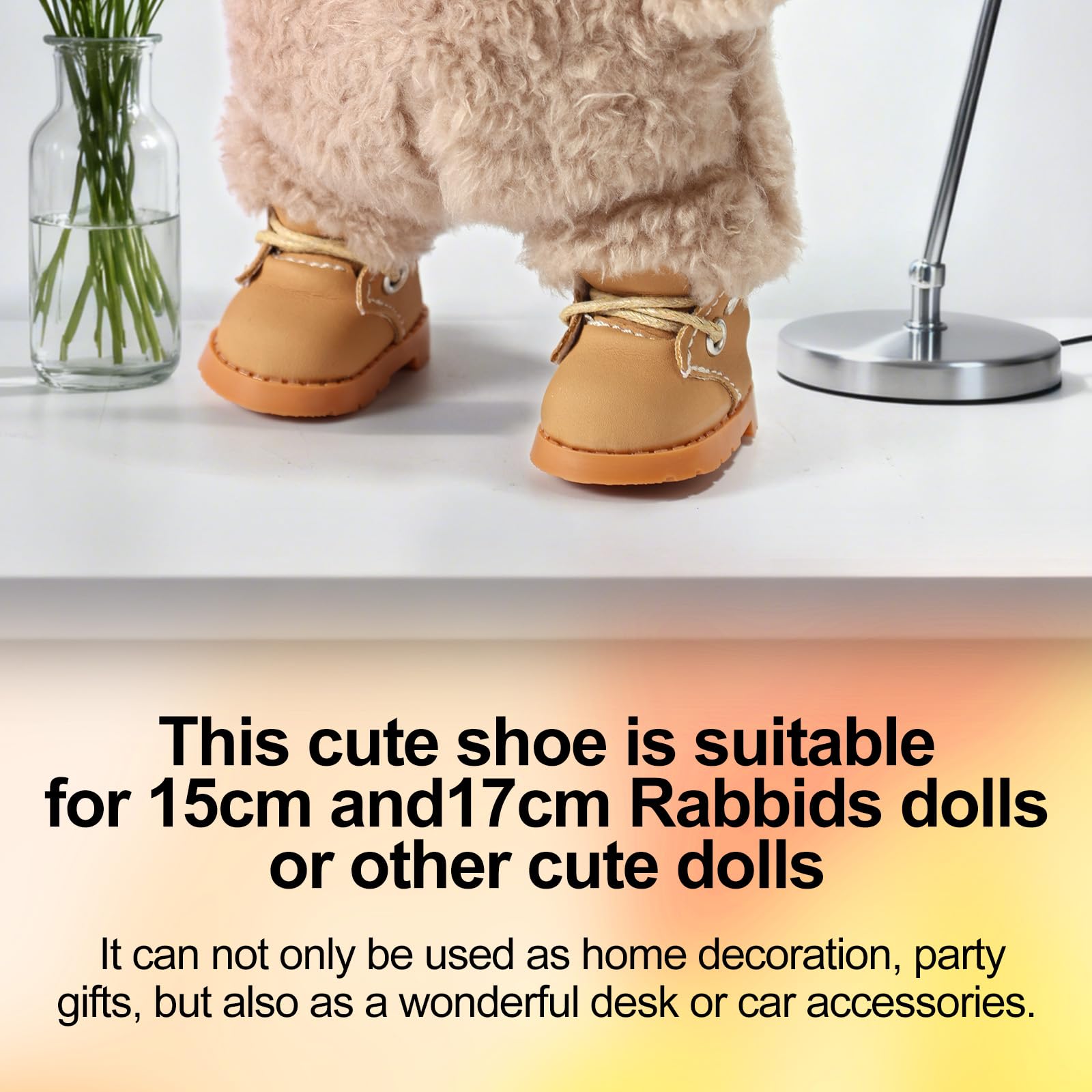 Lyreh Mini Scarpe per Bambole, 5x2,3 cm Scarpe da Ginnastica in Pelle PU per Bambole di Peluche con Tastiera Carine Giocattoli Accessori (Giallo)