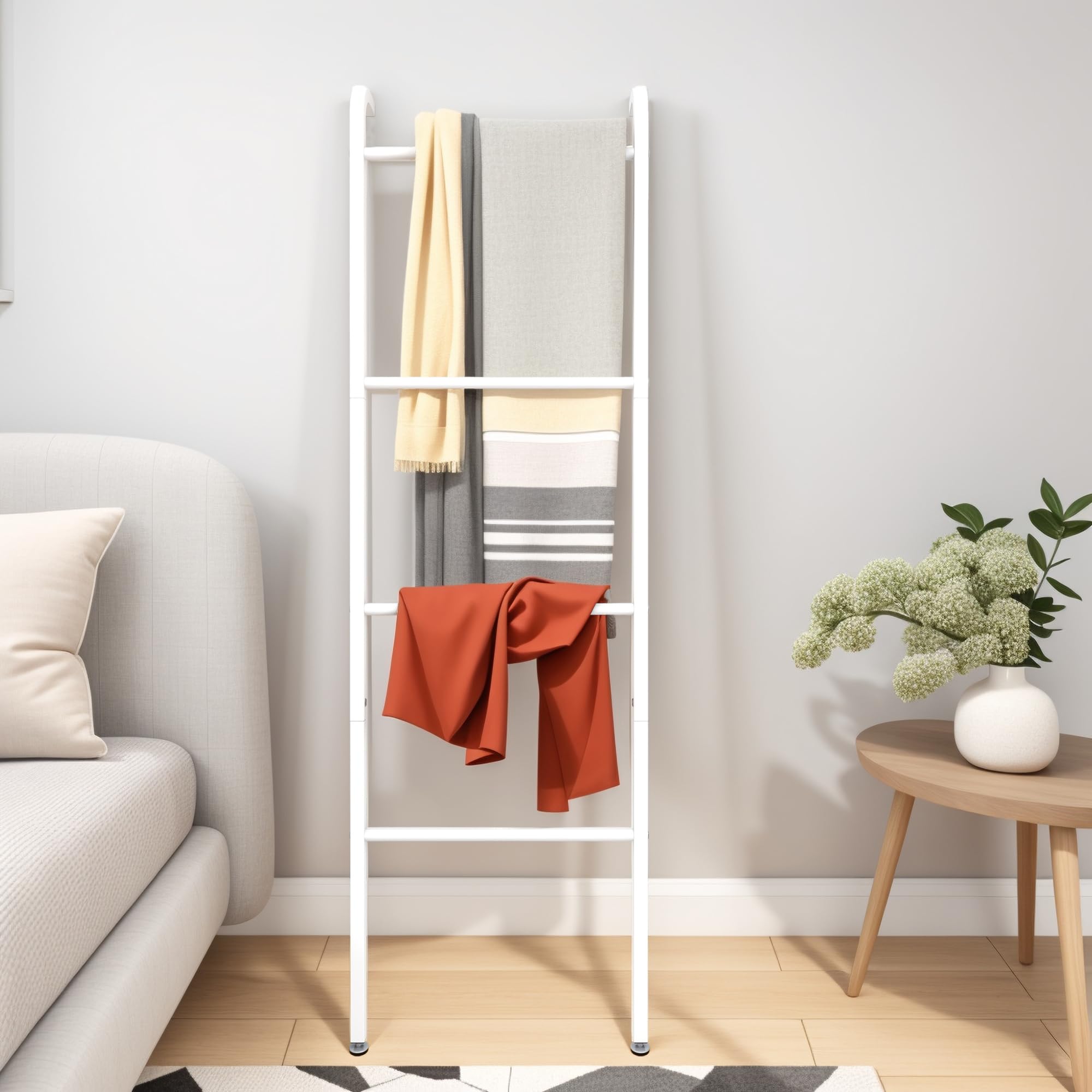 Scala portasciugamani da parete bianca a 4 ripiani decorativa per asciugamani da soffitto bagno camera da letto soggiorno