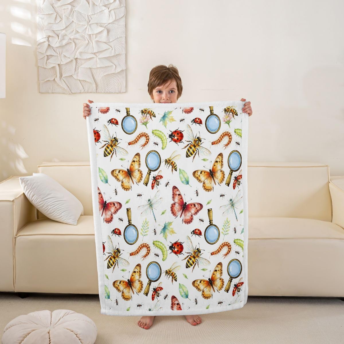 Manfei Watercolor Natural Bug Bed Blankets Kids Room Decor 40x50 inches