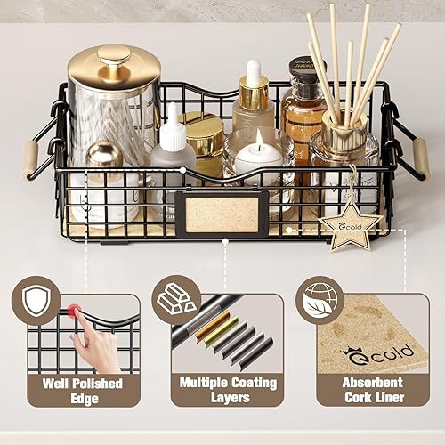 Miniatura 3 de Cesta organizadora de baño, organizador de baño y almacenamiento, cesta de alambre de metal, organizador de encimera de baño con asas, cestas de