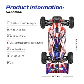 ラジコン WLtoys 124008 v8 1/12スケール Amazon.com: GoolRC WLtoys 124008 Brushless RC Cars for