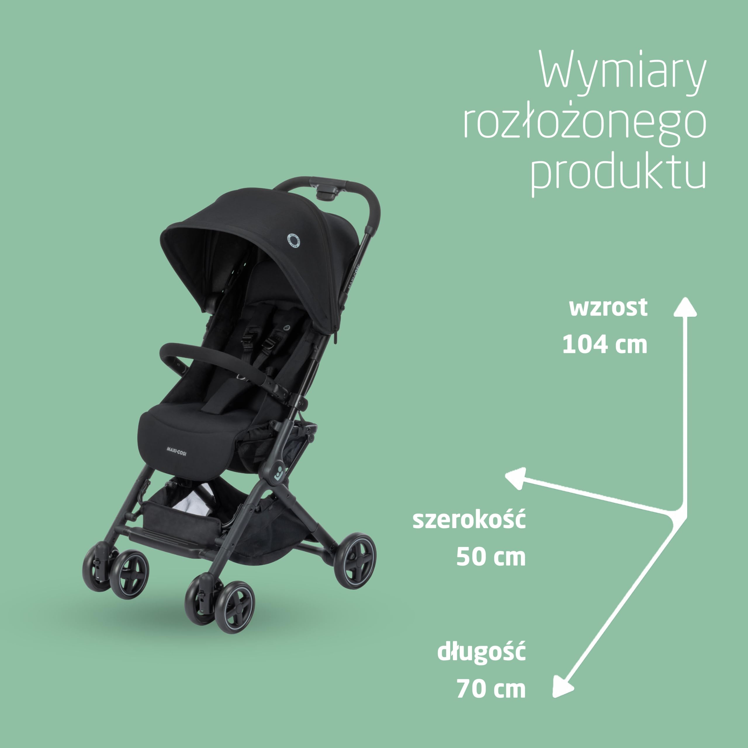 Maxi-Cosi Lara2 Wózek dziecięcy, 0–4 lata, 0–22 kg, Wózek spacerowy, Lekki wózek, 3 pozycje, Pozycja płaska, Automatyczne składanie, Pasek na ramię, Essential Black