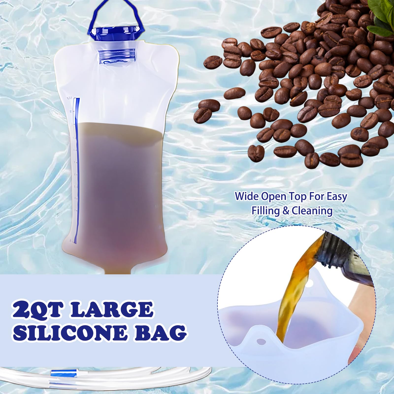 Enema para Limpieza de Colon Kit de Bolsa de Enema Para el Hogar 1200ml Incluye 10 Tubos Rectales (10cm+26cm) para la Limpieza de Colon Con Café y Leche — view 4