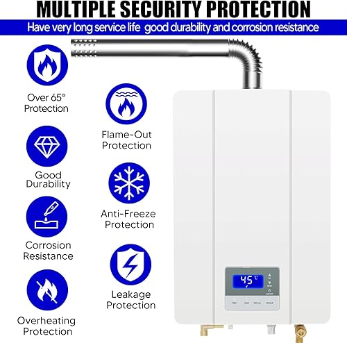 Miniatura 4 de Calentador de agua sin tanque Propano,5.26 GPM 20L Interior,Calentador de agua sin tanque de propano constante de alta eficiencia,Calentador de agua