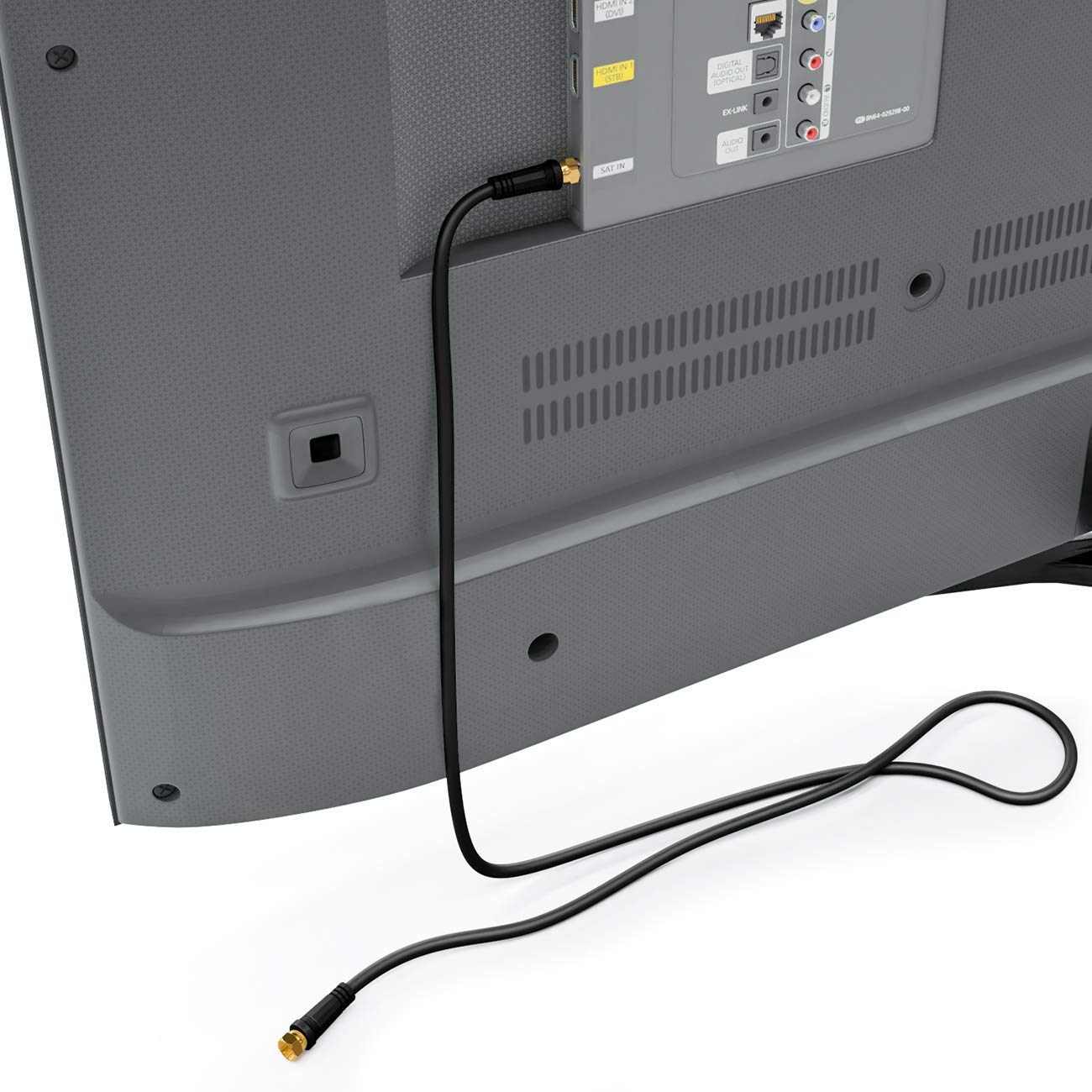 deleyCON 1m Cavo Antenna TV Coassiale HDTV Schermatura Quadrupla DVB-S DVB-S2 Radio DAB Connettori Metallici Dorati - Nero