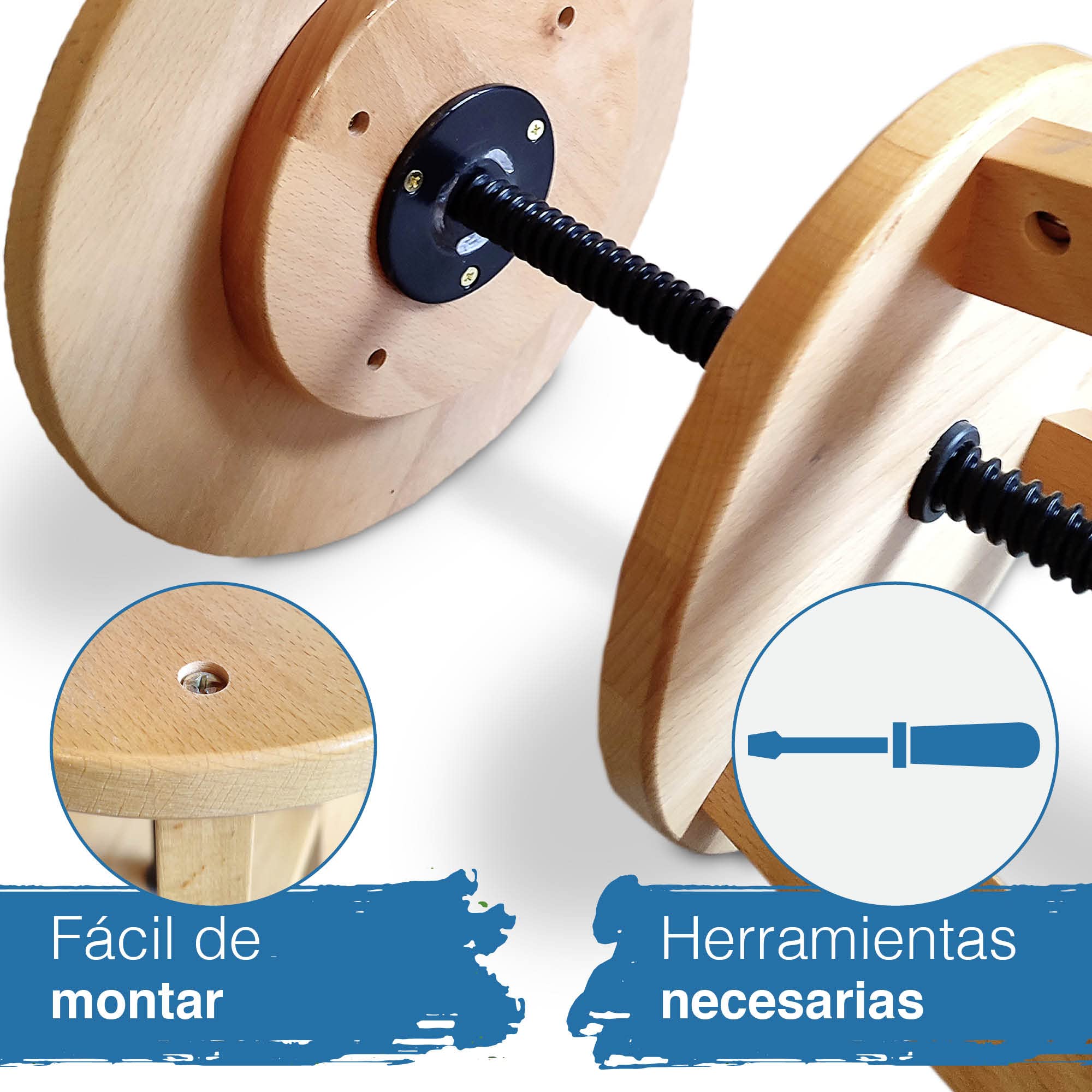 Artina Arles Taburete Redondo de Madera para Pintar – Taburete de Madera Ajustable en Altura, Taburete de Studio – Taburete de Taller con 3 piernas de Madera de Haya masiva – Taburete Giratorio