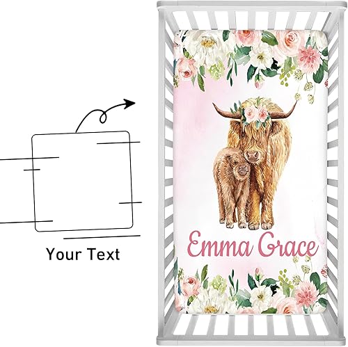 Miniatura 8 de Sábana bajera personalizada para cuna de 2 piezas con nombre, sábanas de colchón para cuna para bebés, niños y niñas, mini cuarto de bebé, sábana de