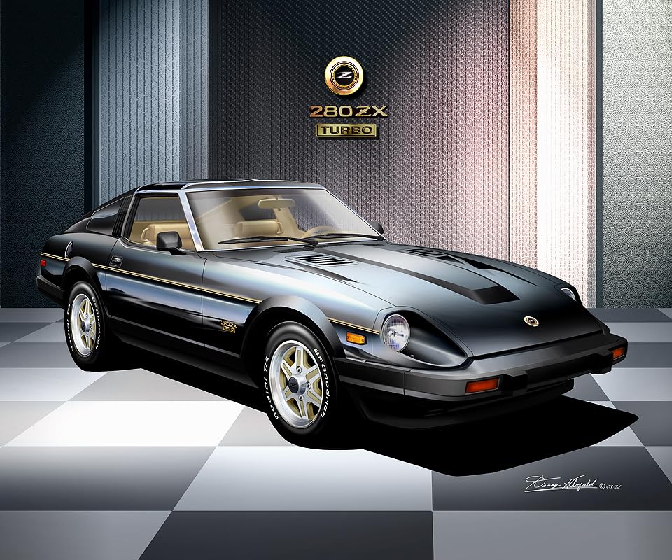 1982-1983 Datsun 280 ZX Turbo  Fine Art Prints By Danny Whitfield (Size 20 x 24, THUNDER BLACK)