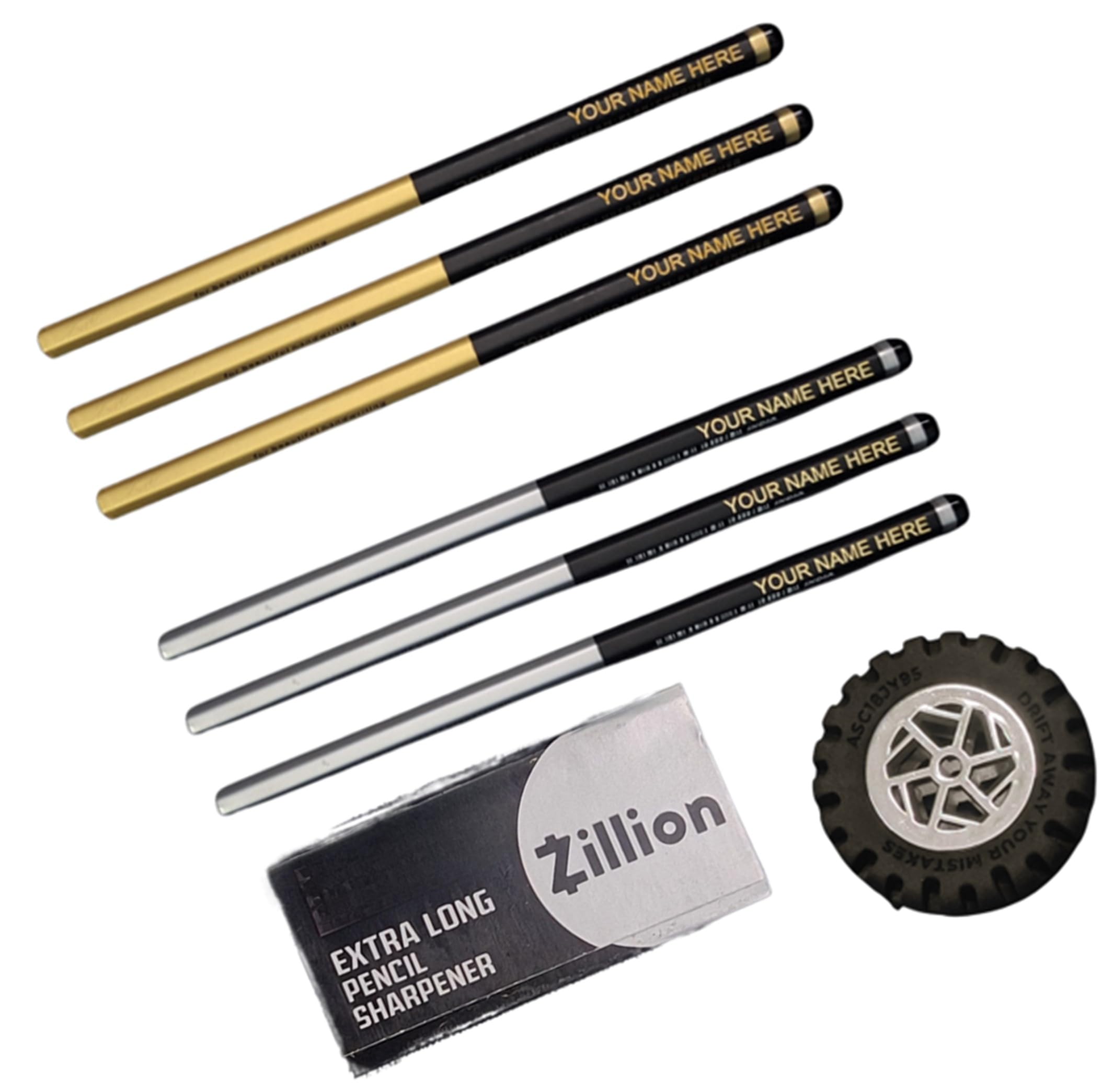 Customised Graphite Pencils (Zillion, Extra Super Dark) with name, 20 Pcs for Kids and Professionals for School and Office Use with Wheel Eraser and Sharpner-image-25