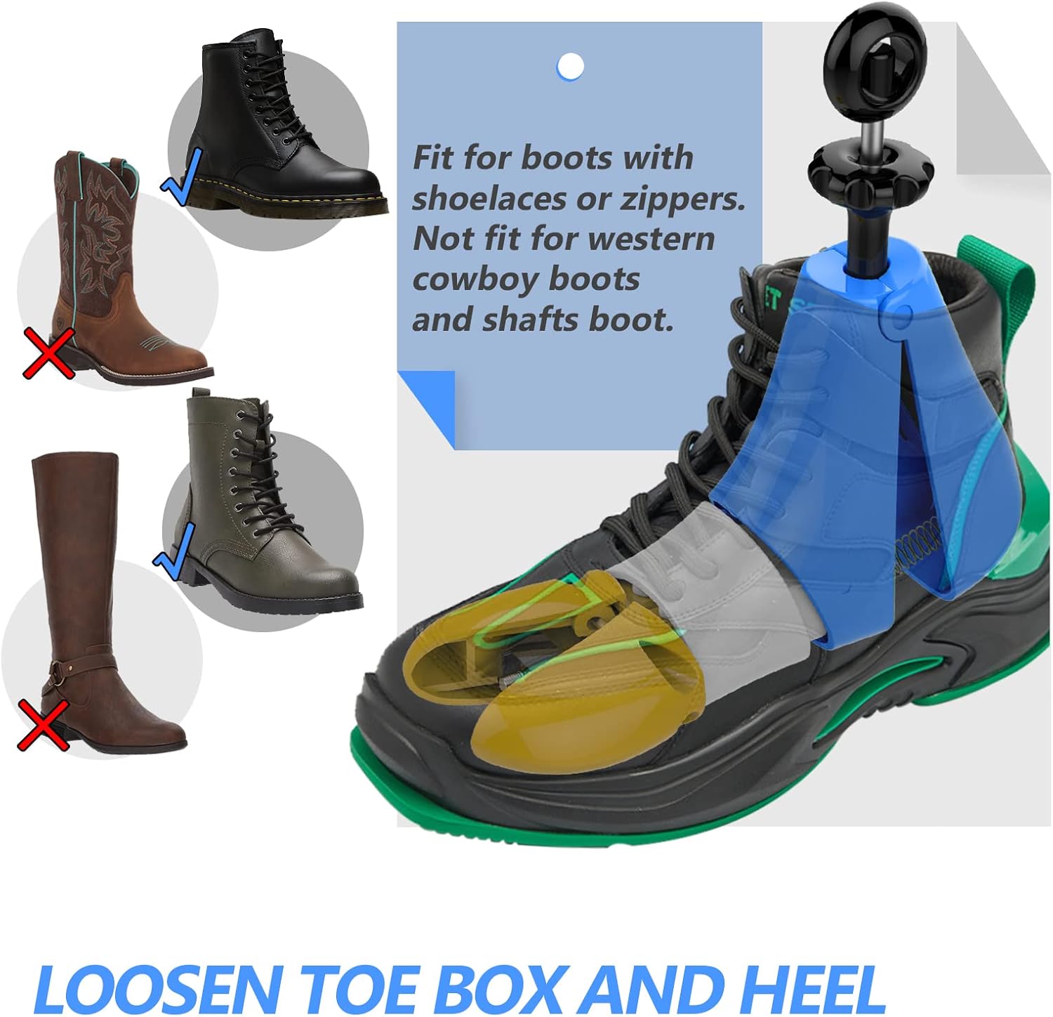 Cowboy Boot Shoe Stretcher for Men Women, Adjustable Length And Width for Wide Feet, 1pc Shoe Expander
