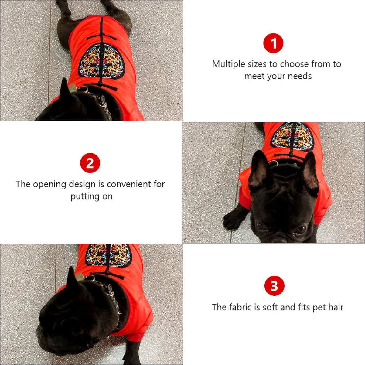 POPETPOP 3pezzi Costume Invernale Per Cani Con Design Creativo Abbigliamento Per Animali Domestici Stile Cinese Per Attività Outdoor e Uso Quotidiano Circonferenza Torace