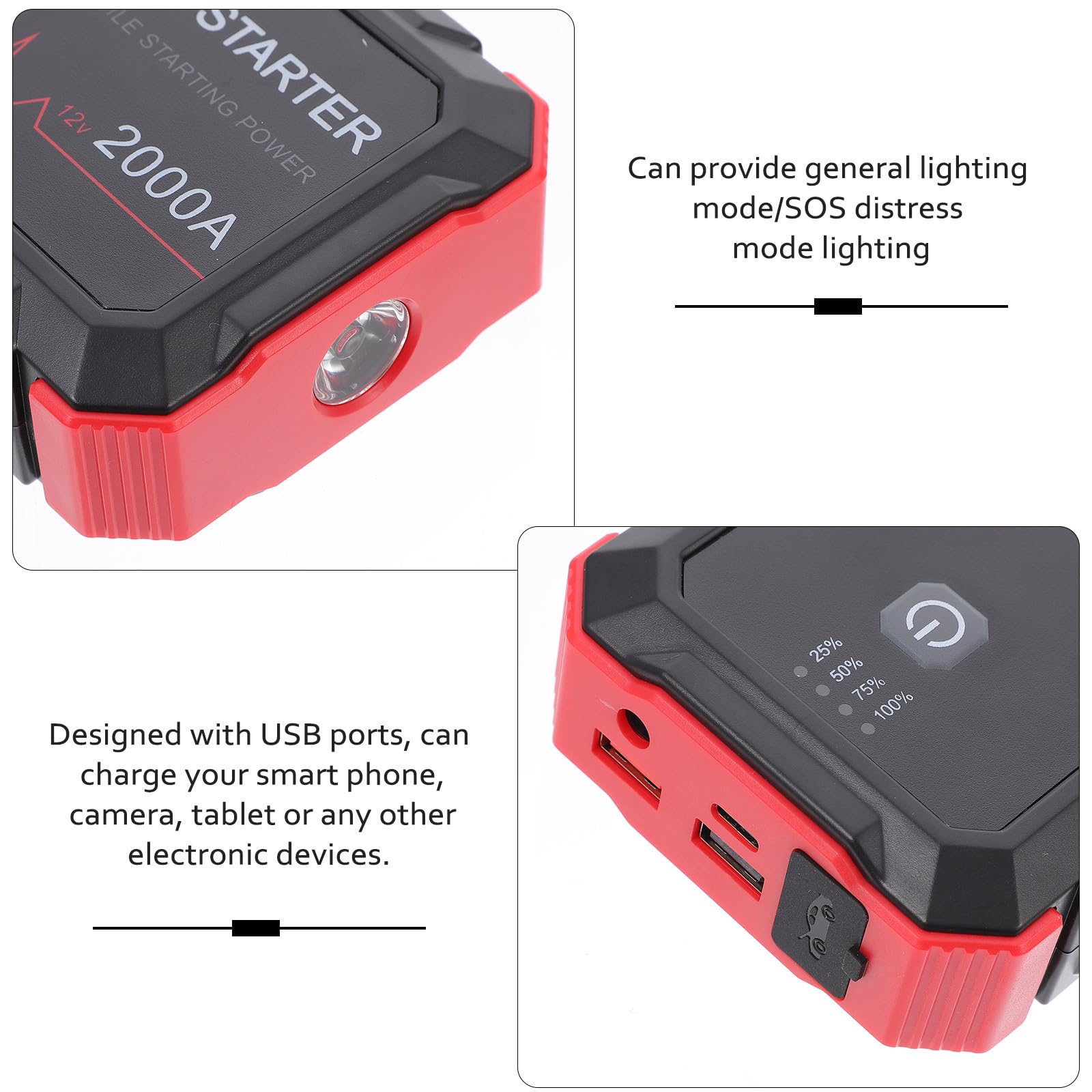 Starthilfegerät 22000mah 1 Satz für Auto, Batterieladegerät | Abs, Elektronik, Gummi, 12v Schutz gegen Kurzschluss und Überladung, /fcc/rohs