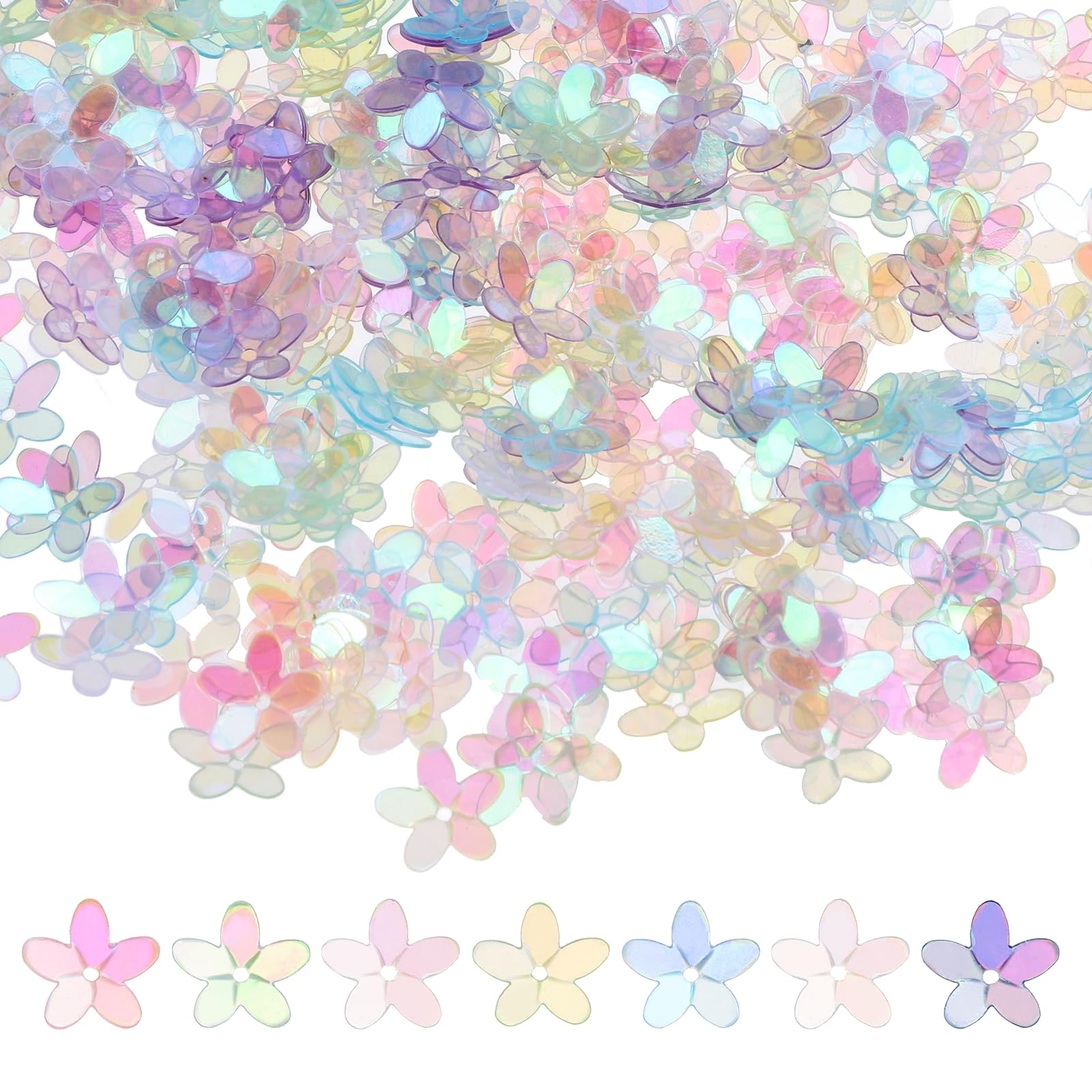 sourcing map 50 Gram Flower Loose Sequins 10mm Iridescent Multicolor